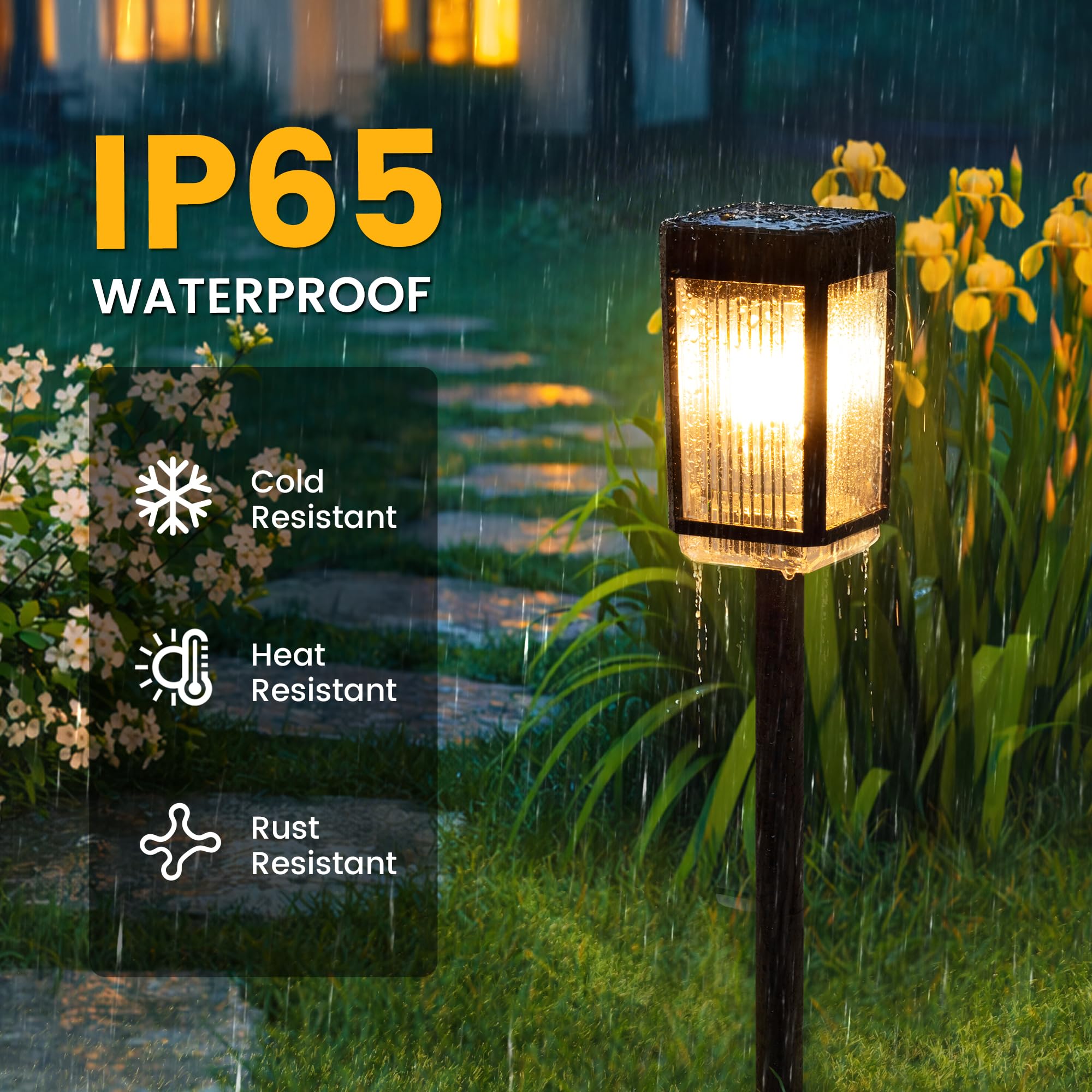 Solar-Wegeleuchte, 8 Solarleuchten für den Garten, wasserdicht, IP65, automatisches Ein- und Ausschalten, für den Außenbereich, für Rasen, Hof, Gehweg, Landschaftsdekoration