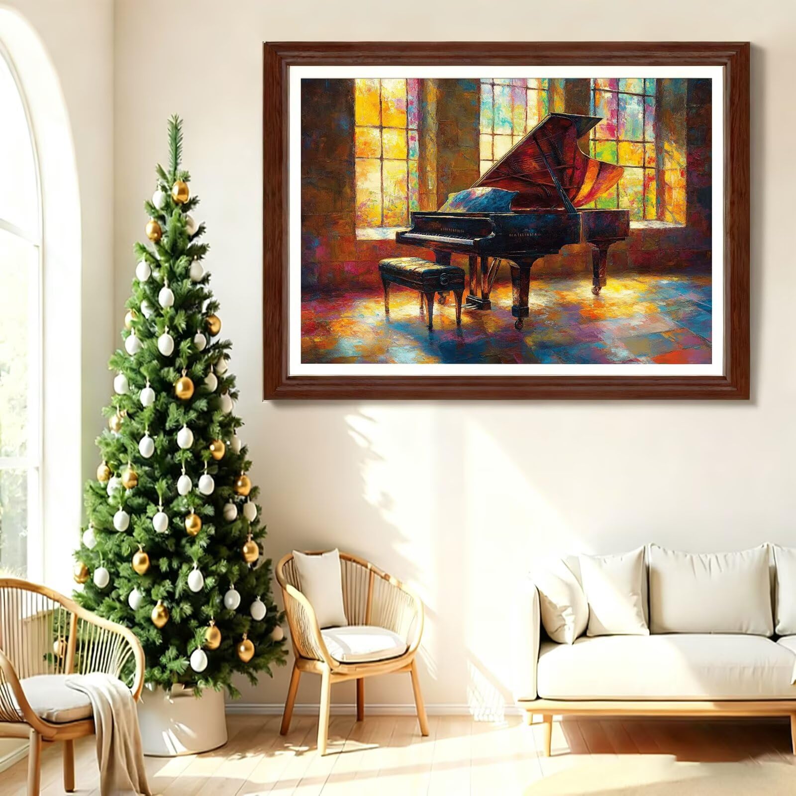 Diamond Painting Pianoforte, Fai-da-te Strass a Punto Croce Ricamo Kit, Diamond Painting Kit Completo per Hobby Creativi Adulti, Mosaico Artigianato, Dipinti Decorazioni Casa, Regali 80x120cm Z-l-252