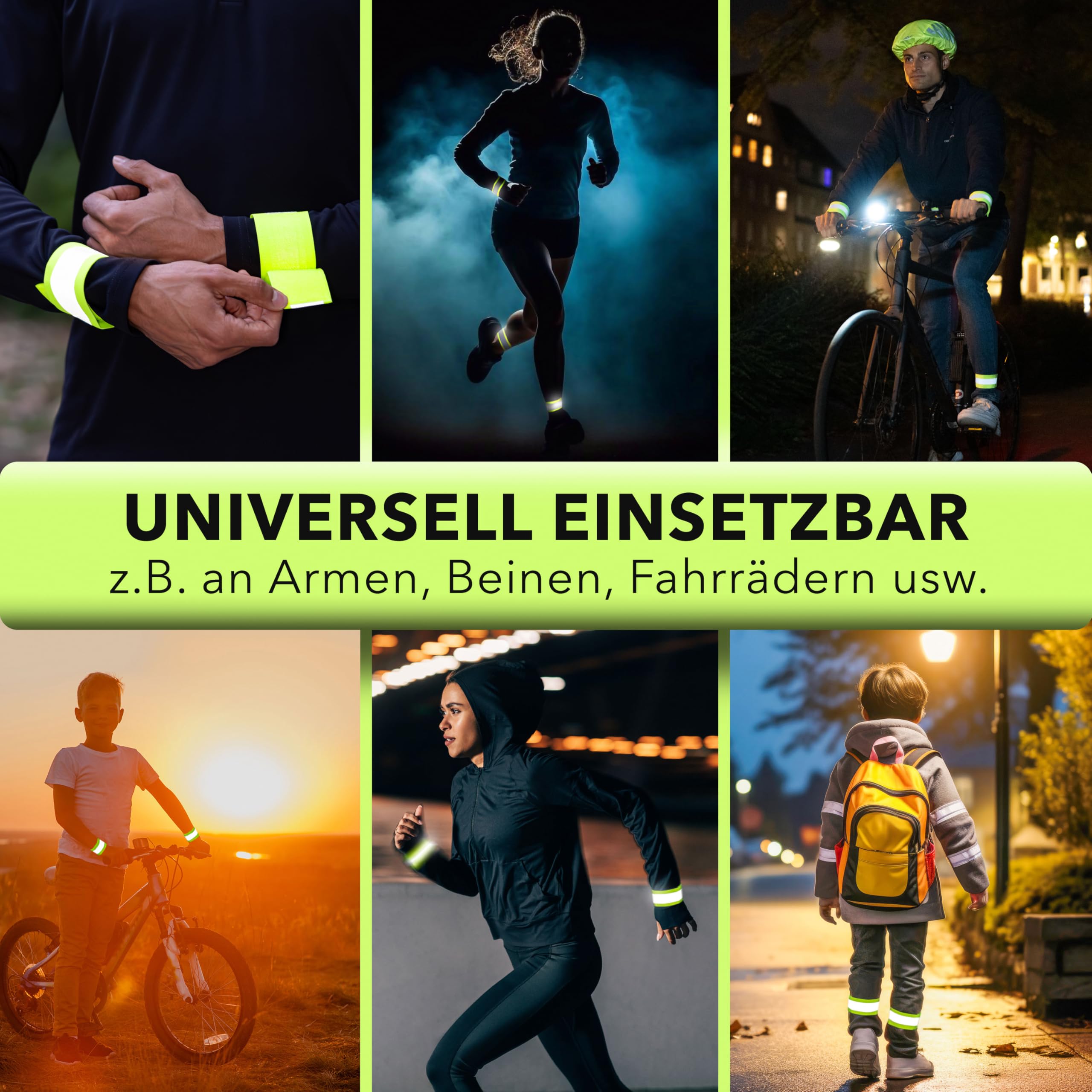 AVANA Odblaskowy pasek odblaskowy, odblaskowy, elastyczna bransoletka, bezpieczny, jogging, rower, dla dzieci, taśma odblaskowa (zestaw 4 szt.)