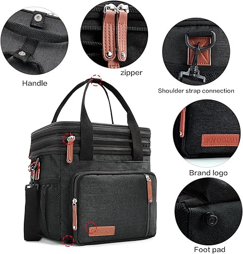 Miniatura 6 de MOV COMPRA Lonchera para mujeres y hombres, lonchera de doble cubierta, bolsas de almuerzo grandes expandibles, lonchera a prueba de fugas, bolsa