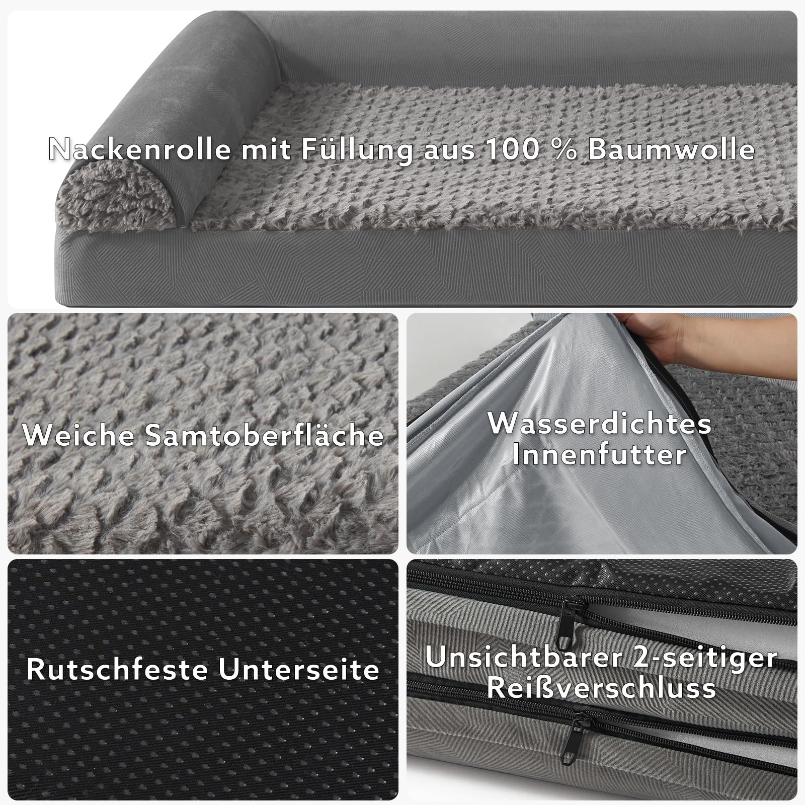 FURTIME Cuccia per cani di taglia media, ortopedica, 71 x 58 cm, lavabile, ergonomica, con imbottitura rimovibile, antiscivolo, in gommapiuma, ortopedica