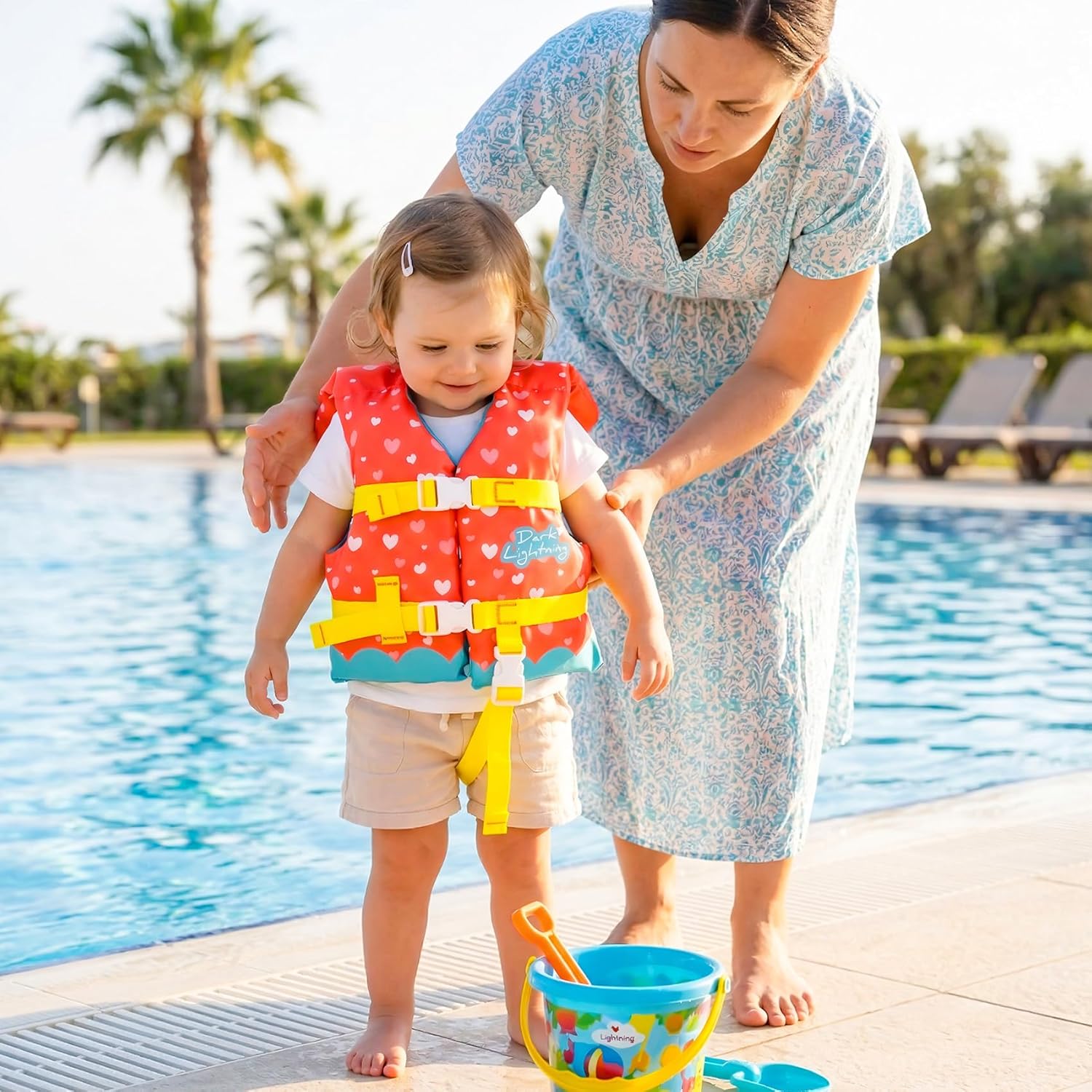 Dark Lightning USCG Approved Infant Life Jacket 0-30 lbs, Swim Vest for Baby/Toddlers 1-3 Year Old 20-30 lbs,Toddler Floaties for Pool Swimming,Boating,Beach,Puddle