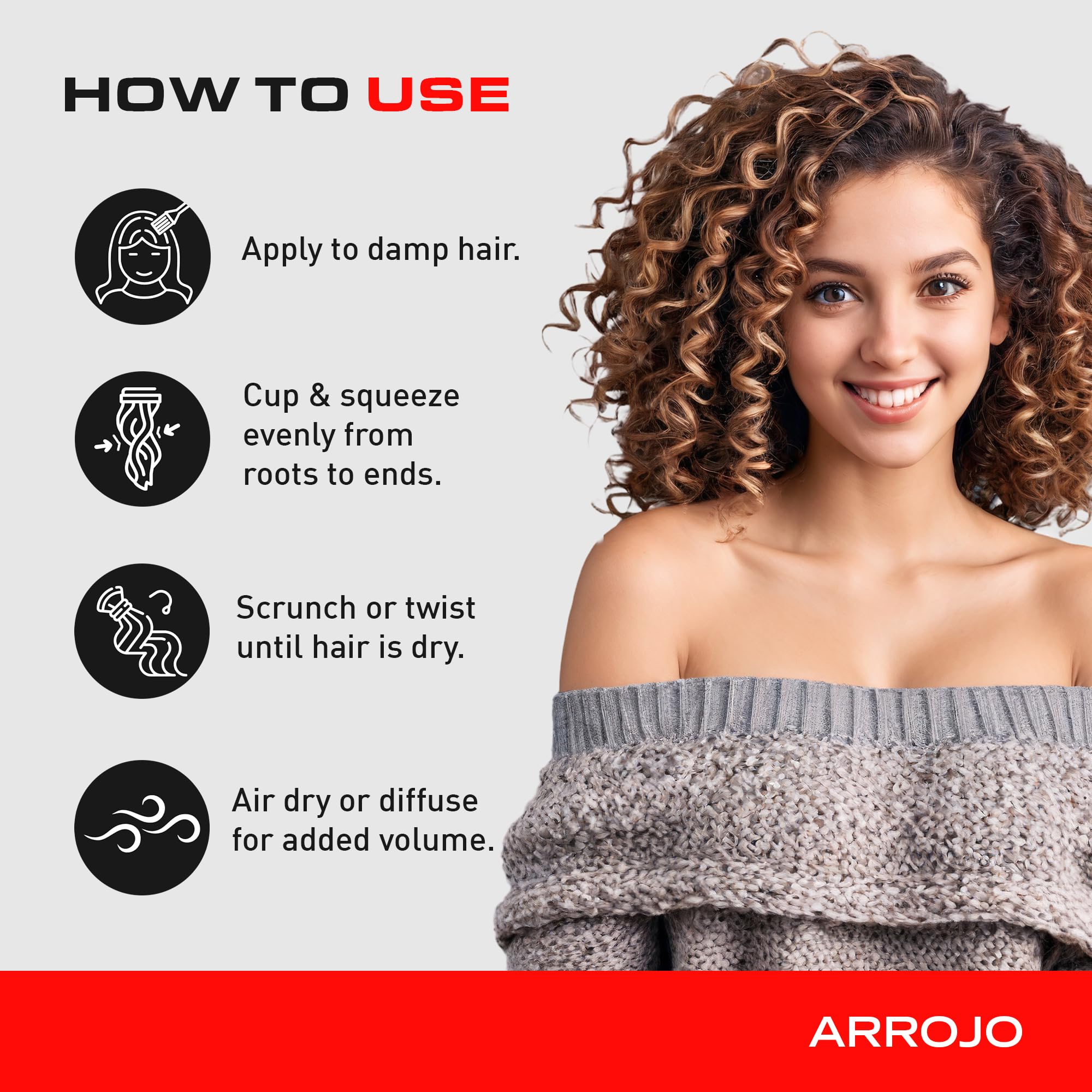 ARROJO Curl Control Curly Hair Gel – Curly Hair Products for Unruly Curls – Sulfate Free Curl Gel w/Vitamin B5 – Hair Gel for Curly Hair to Calm & Control – Anti Frizz Hair Products