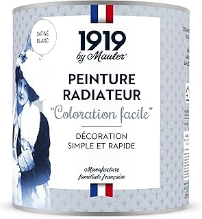 1919 BY MAULER - Peinture « Coloration Facile » - Satiné Blanc - Pour radiateur sans ponçage, sans odeur - 0,5L - Qualité professionnelle