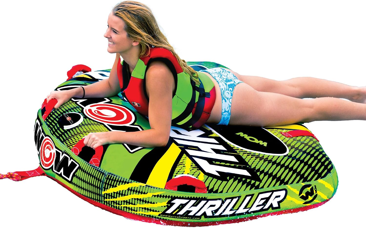 Wow Sports Thriller Towable Deck Tube for Boating Adults, Tubing Boat Inflatable for Water Sports