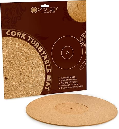 Miniatura 5 de PRO SPIN - Tapete giratorio de corcho para tocadiscos de vinilo LP (0.118 pulgadas)  Tapete para tocadiscos con soporte de sonido acústico de alta