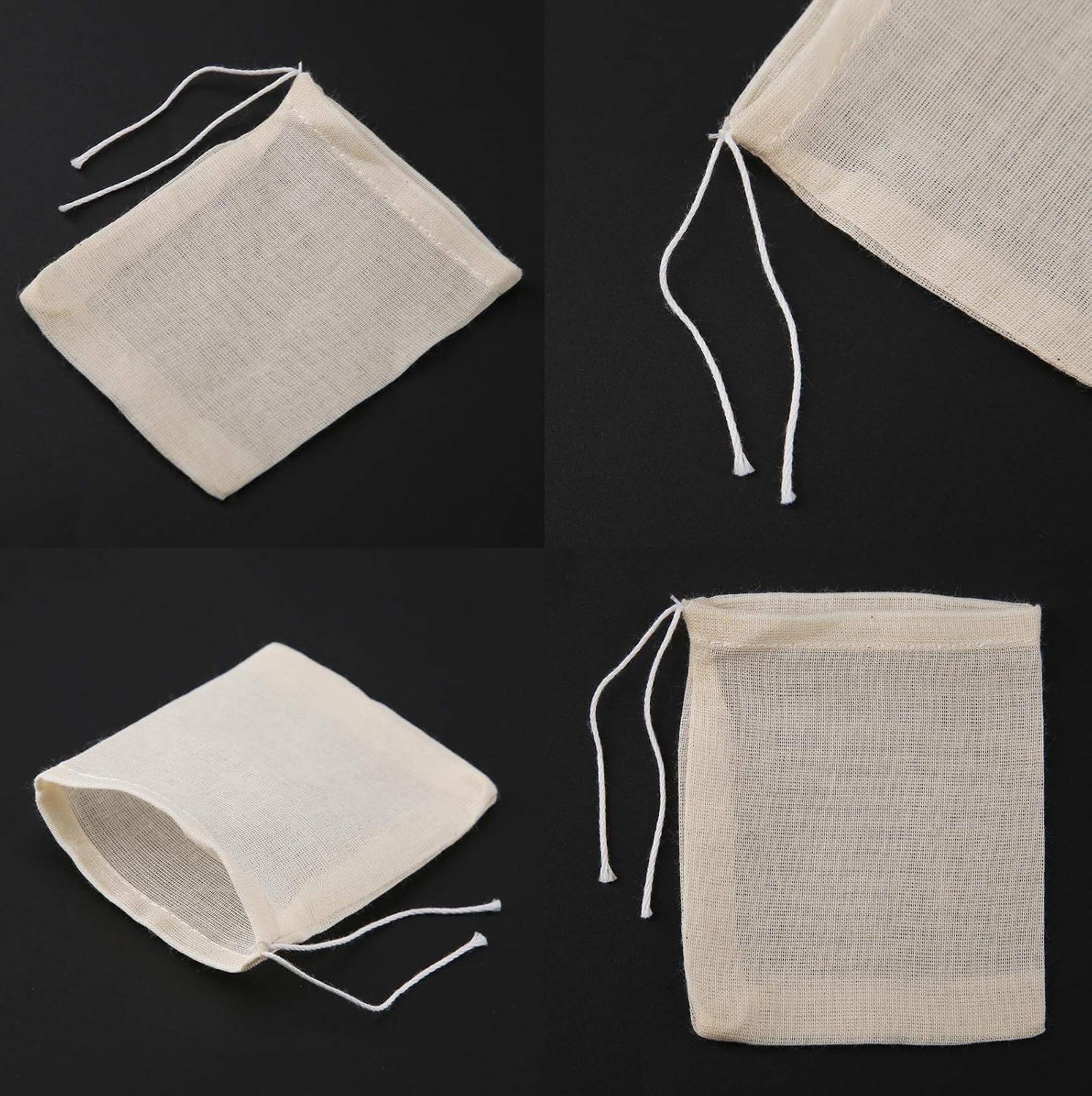 ICEYLI 30 Pcs 4 x 3 Inches Natural Unbleached Cotton Drawstring Bags