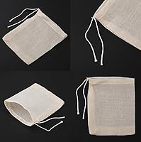 Vista 3 de 30 bolsas de algodón natural sin blanquear de 4 x 3 pulgadas con cordón para especias/hierbas/té, bolsas de muselina para suministros para el hogar
