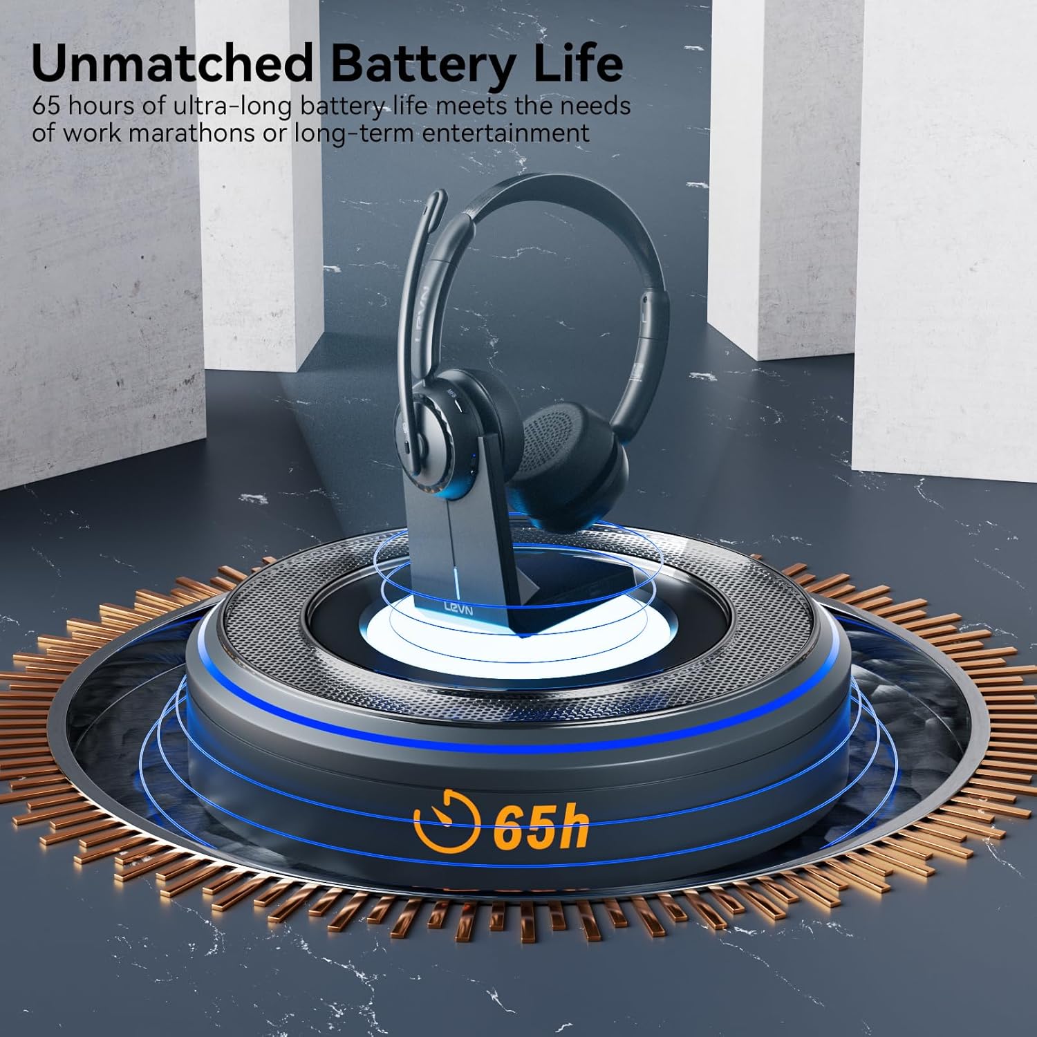 LEVN Wireless Headset, Wireless Headset with Mic for Work, (Noise Cancelling & Mute Button), Bluetooth Headset with Microphone from Home/Office/PC/Call Center/Computer/Laptop/Teams/Zoom (Black) - Image 5