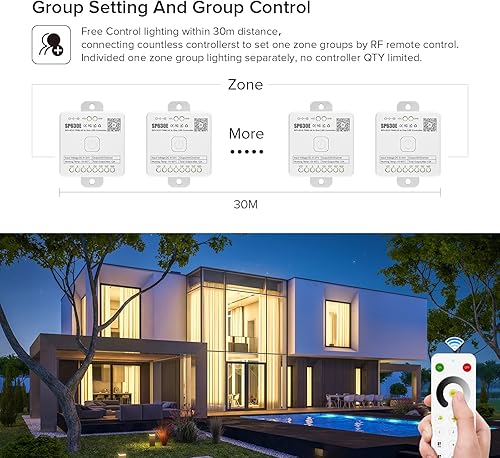 Miniatura 6 de BTF-LIGHTING 4 zonas 2.4GHz atenuación RF remoto RB1 y SP630E Controladores Bluetooth Kit Soporte FCOB COB SMD PWM o SPI tira LED de un solo color