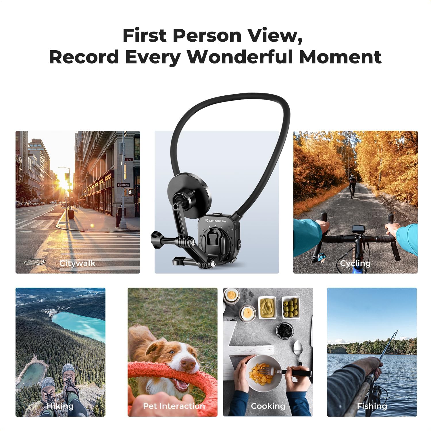 K&F Concept Magnetic Neck Phone Mount for Recording, Hands-Free POV/Vlog Video Filming, Magnetic Phone Chest Mount for GoPro DJI Insta360, Neck Holder for iPhone 16 15 14 13 12 Series - Image 3