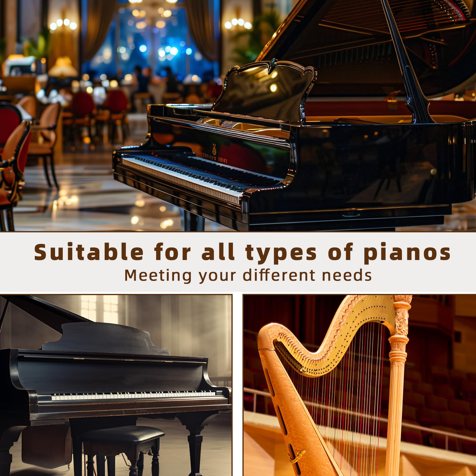 9szt Zestaw Strojenia Pianina, Zestaw Narzędzi Pianistycznych Zawierający Klucz Strojeniowy Tłumiki z Rękojeściami Gumowe Tłumiki Czerwona Filtrowa Taśma Temperaturowa i Torba Przechowawcza