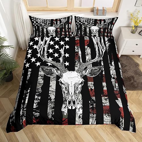 Miniatura 8 de Juego de ropa de cama de caza de ciervos, decoración de granja, pato, reno, oso, animales del bosque, vida silvestre, funda de edredón Queen para