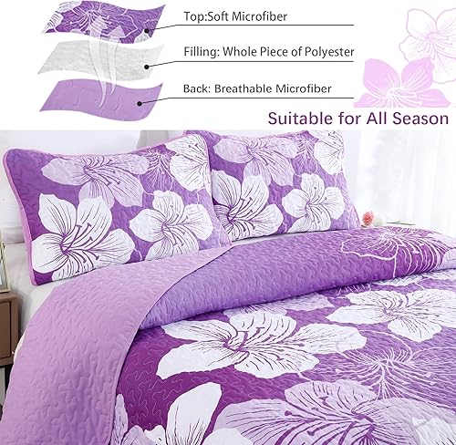 Miniatura 150 de DJY Juego de edredón de 3 piezas, tamaño Queen, con patrón floral amarillo, elegante colcha bohemia con 2 fundas de almohada, juego de ropa de cama