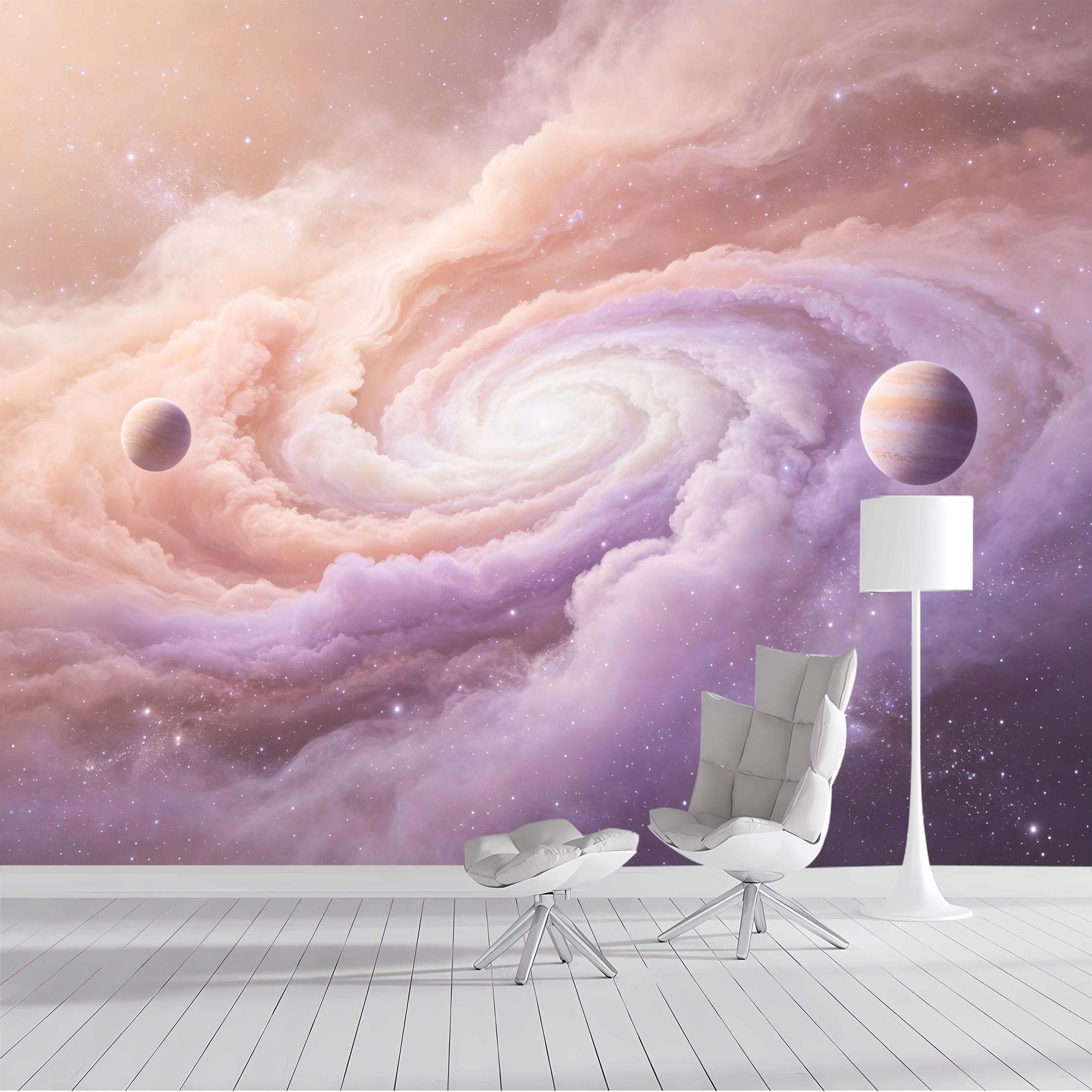 Custom Size Wall Mural Celestial Galaxy Space Planets Nebula Swirl SciFi Astronomical Art SelfAdhesive Wall Fabric Removable Peel and Stick Wallpaper for Living Room Bedroom Bathroom