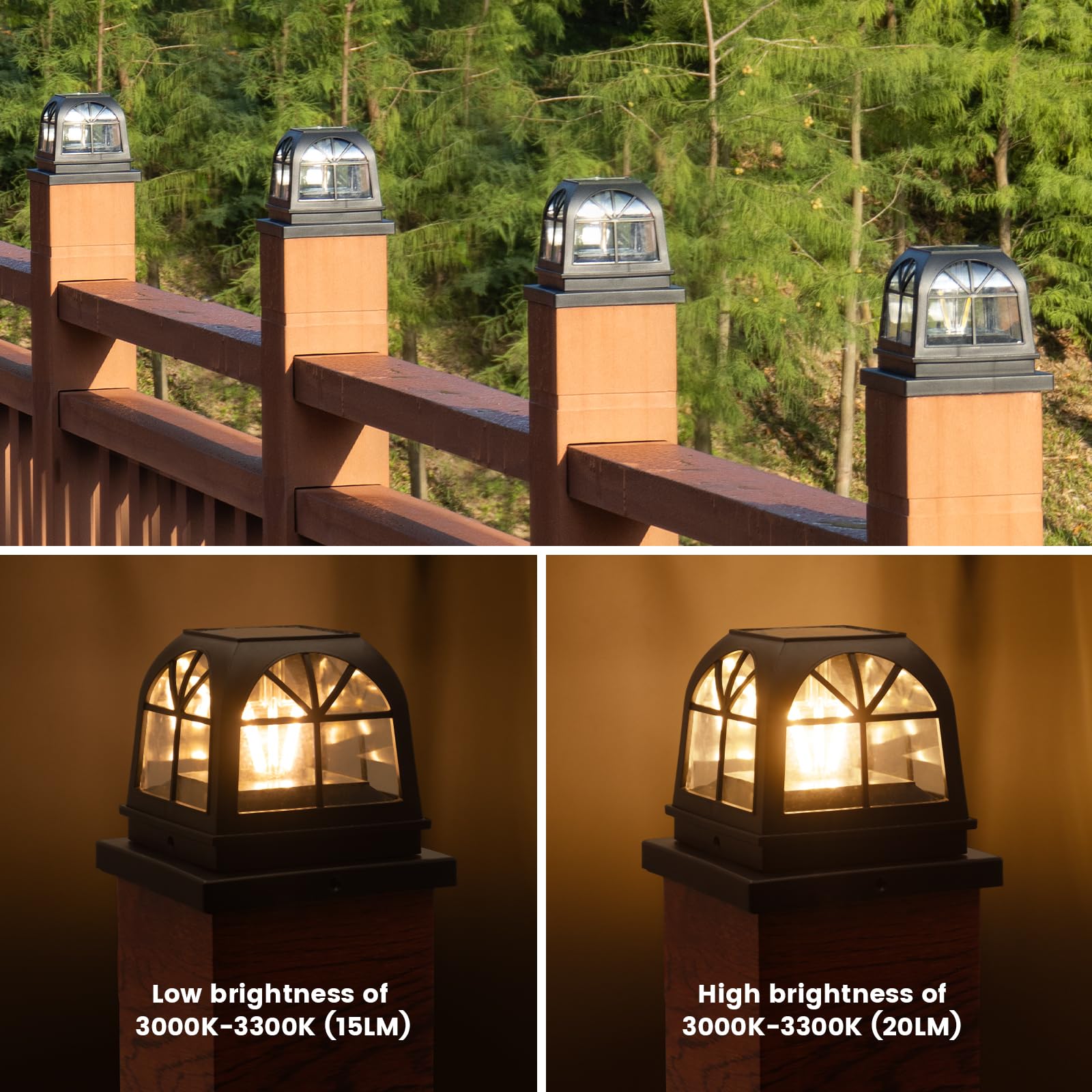Siedinlar Solar Post Lights Solar Light Outdoor Garden Fence Lights Waterproof Landscape Fence Cap Edison LED Bulbs for 4x4 5x5 Posts Patio Black (4 Pack) - Image 2