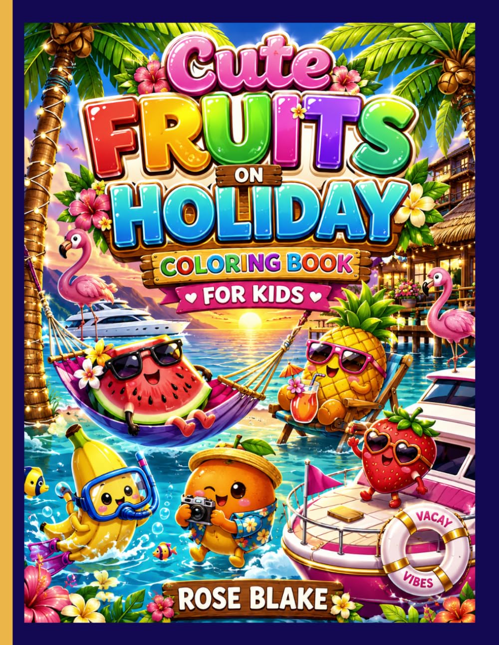 Cute Fruits on Holiday Coloring Book for Kids: Easy and Relaxing Summer Coloring Pages Filled with Tropical Fruits, Sunshine, Travel Fun, and Sweet Vacation Adventures (FUNNY FRUITS ADVENTURES!!!)