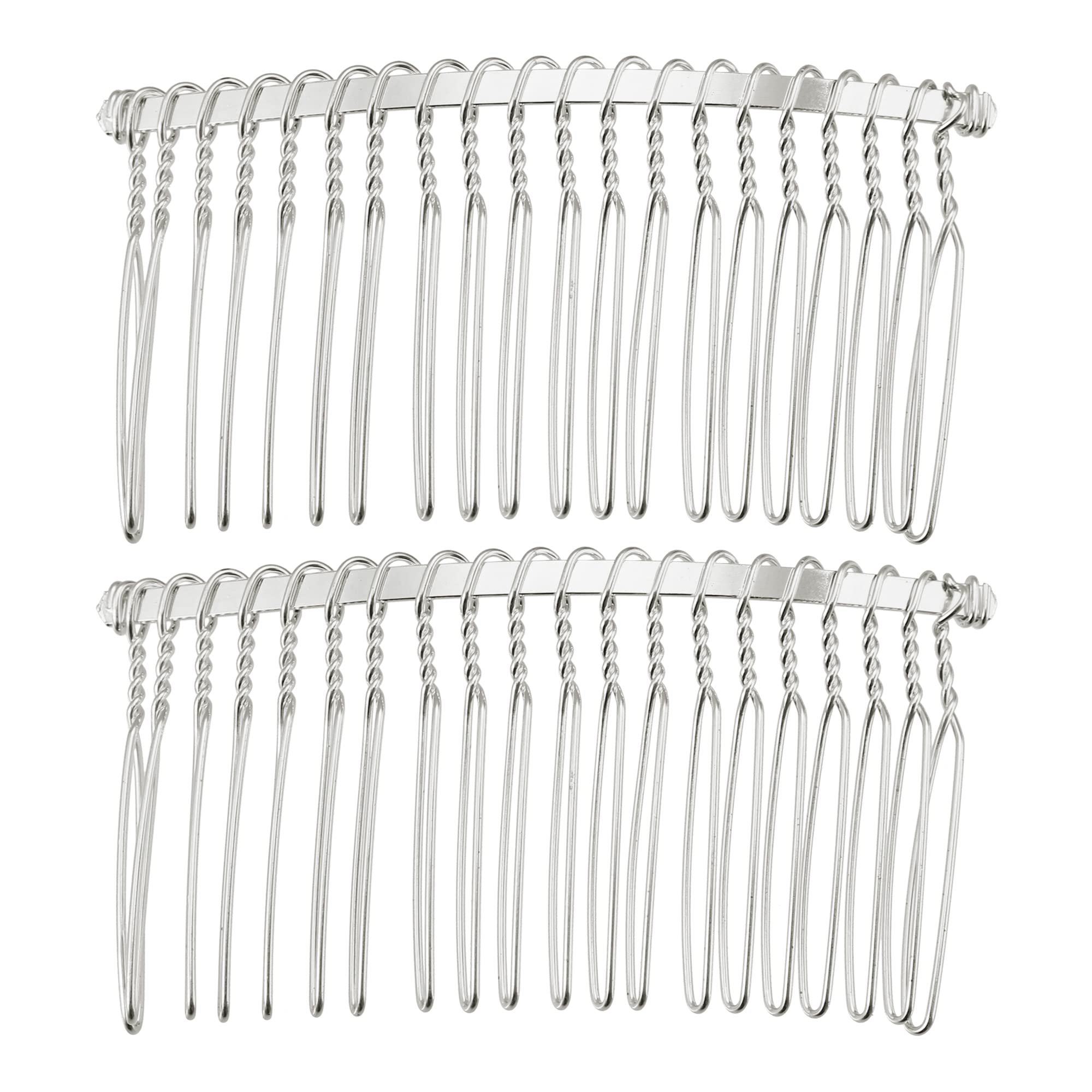 VOCOSTE 2 Pcs No Slip Hair Side Combs Accessories, Metal, Silver Tone, 3" 2.95" x 1.57"