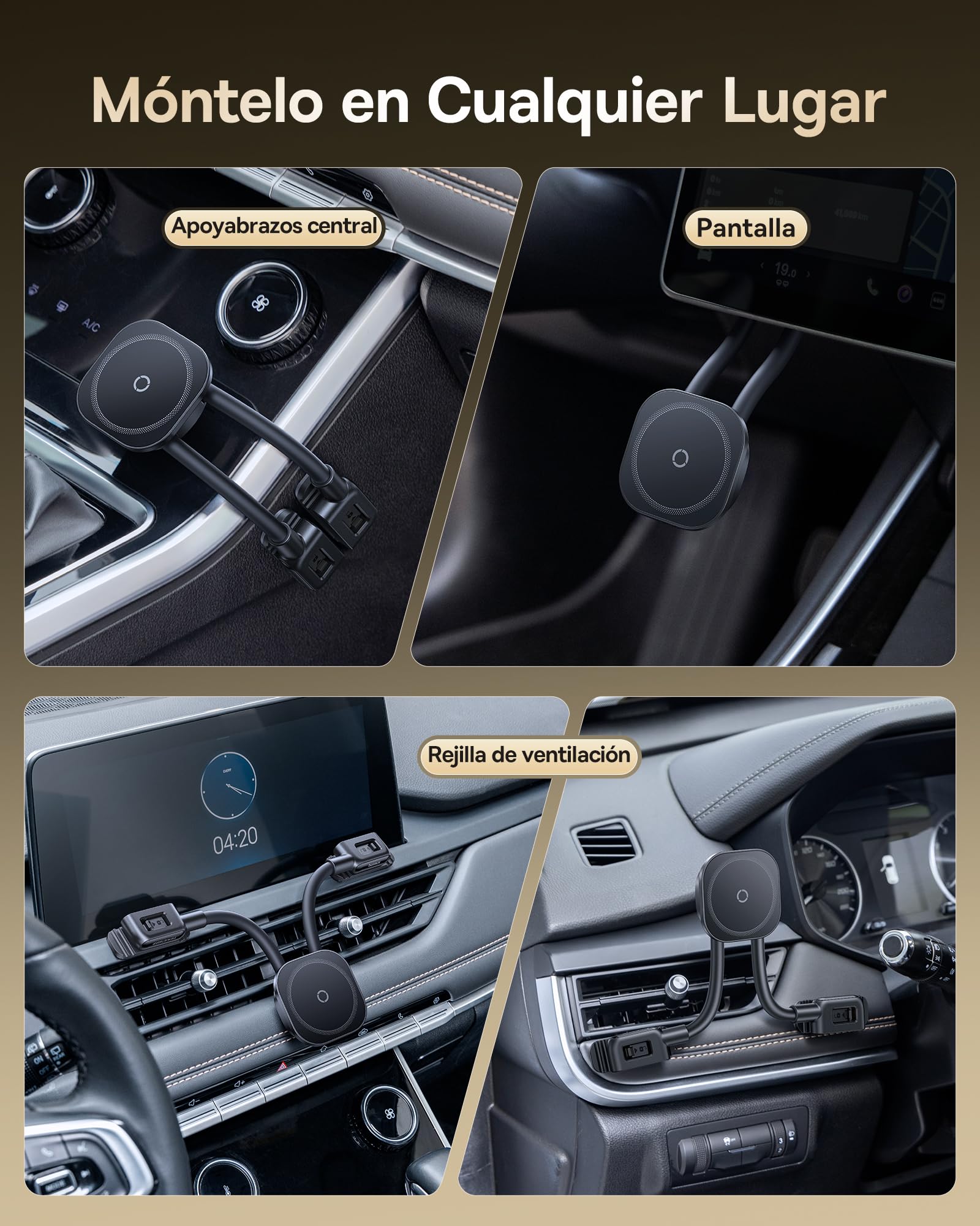 Baseus C03s - Soporte magnético para teléfono móvil para coche, con 2 brazos flexibles, soporte universal para teléfono móvil 20 N, compatible con iPhone y Samsung