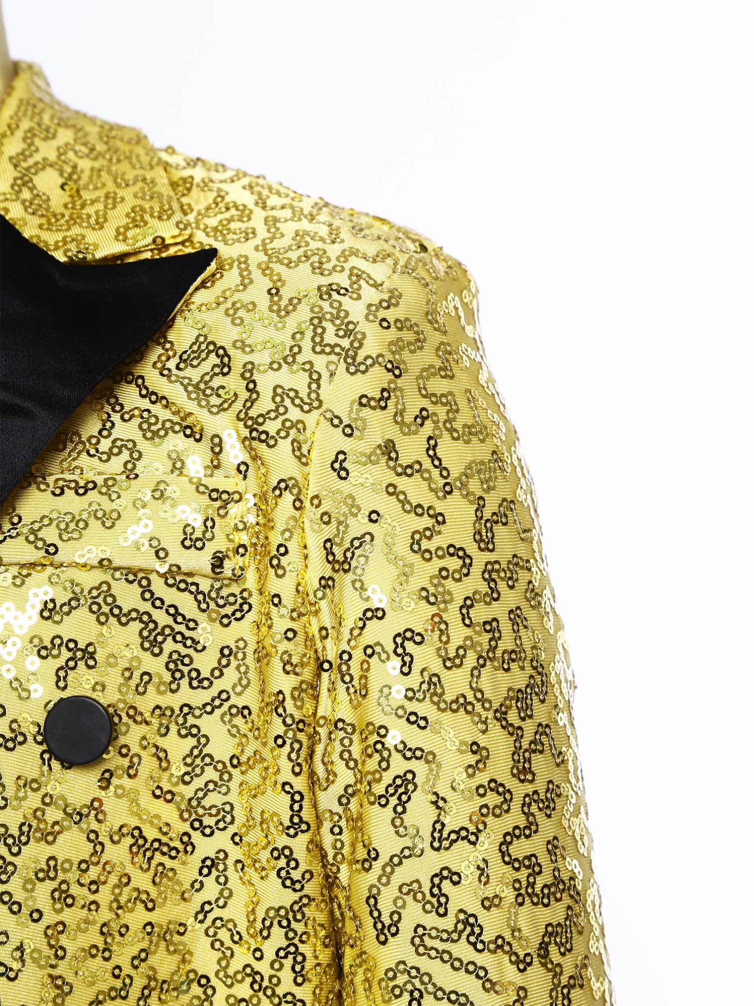 iiniim Chaqueta de Lentejuelas para Niños Blazer Brillante Manga Larga con Botón Abrigos Esmóquines Bodas Actuación Disfraz de Fiesta Carnaval