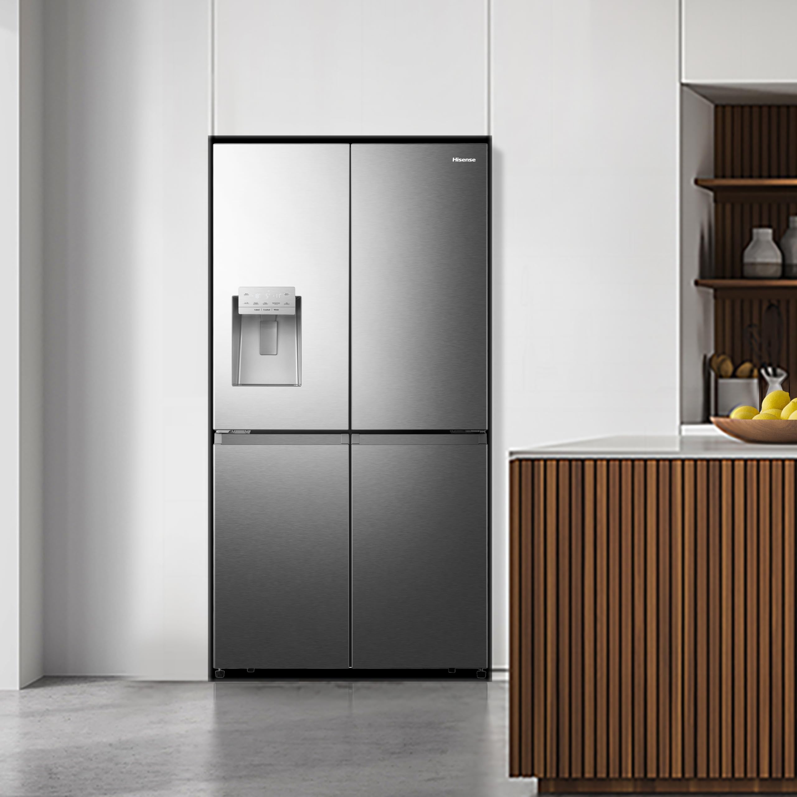 Hisense RQ760N4SASE - Frigorífico Americano Cuatro Puertas, No Frost, Puerta Cajón Frances, Total No Frost, Capacidad Neta 584 L, 1.78 m,Silencioso, Inox