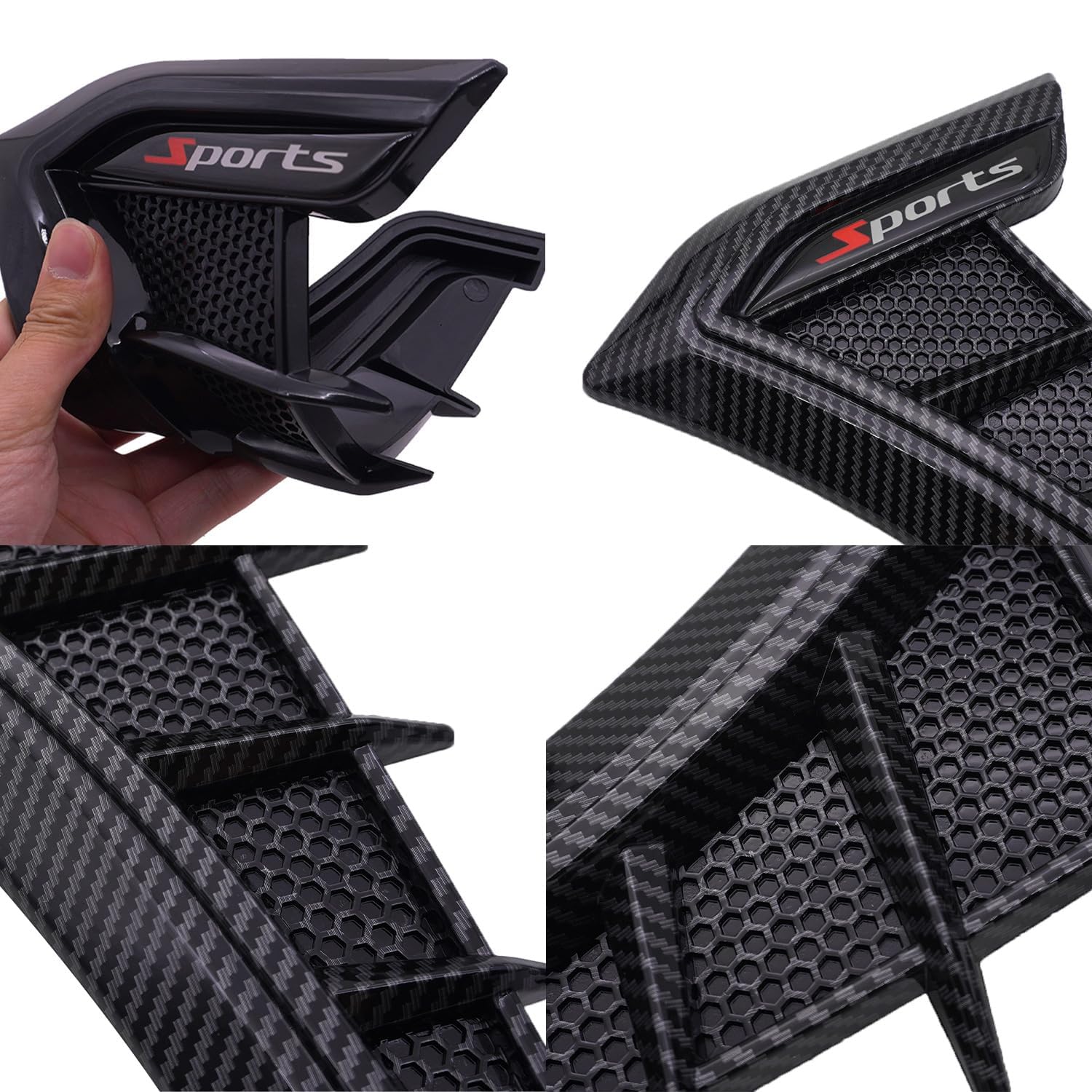 2Pz Adesivi Griglia Presa d'Aria Parafango Laterale per VW Golf 5 + Golf 6 Variant 2007-2013, Finitura Cofano Nero Emblema Carrozzeria Decorazione,Black