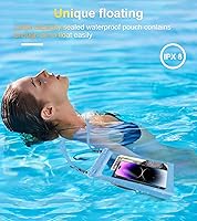 Vista 9 de Waterproof Pouch Underwater Dry Bag Float Case for iPhone 15 14 13 12 11 Pro Max XS XR X Samsung Galaxy S24 S23 S22 S21 Plus Ultra Black