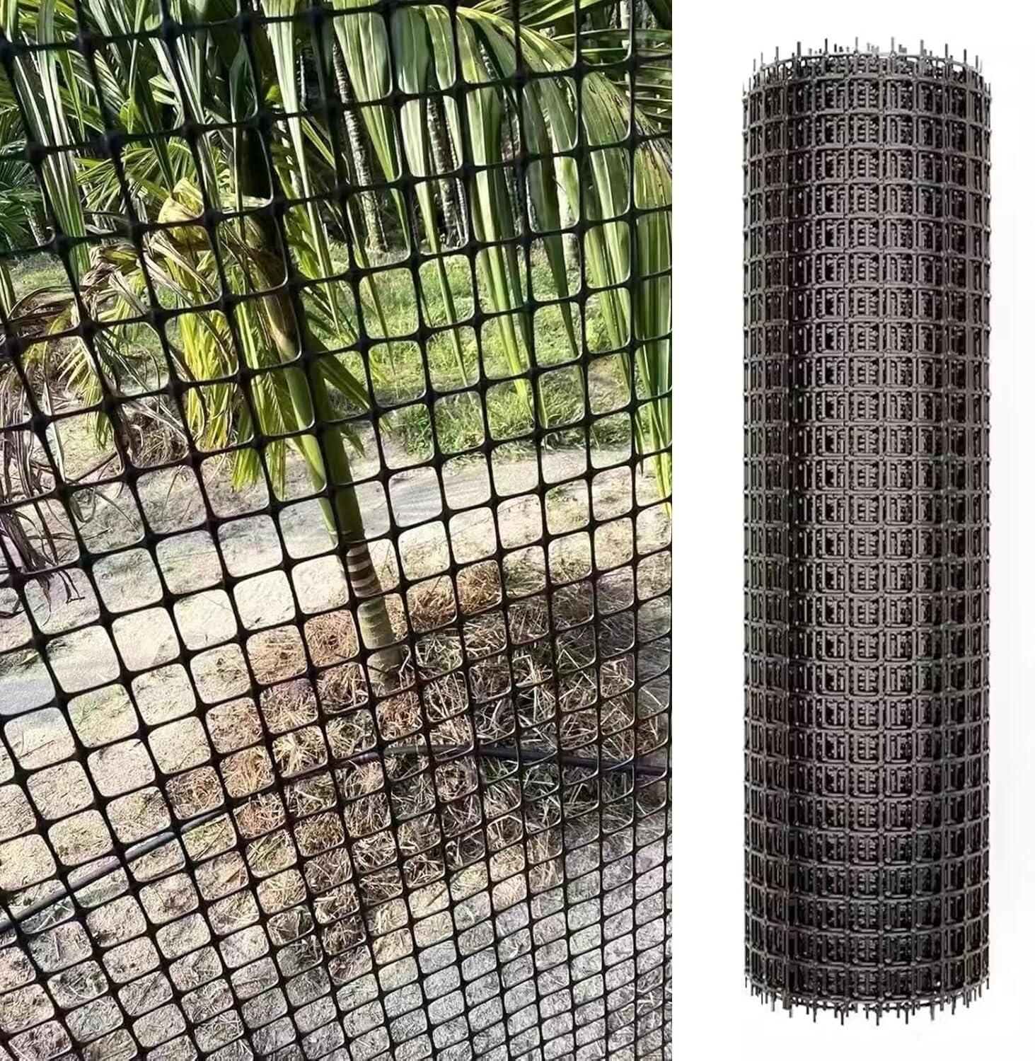 Security Fence Plastic Mesh Fence Roll Heavy Duty Flexible Construction Barrier Mesh Cuttable Black Privacy Fence Mesh Fabric(1.5x50m(5x164ft))