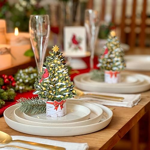 Miniatura 6 de Freshcut Paper Tarjetas desplegables, mini árbol de Navidad de 7 pulgadas, tarjetas de felicitación emergentes 3D, tarjetas de Navidad, tarjetas de