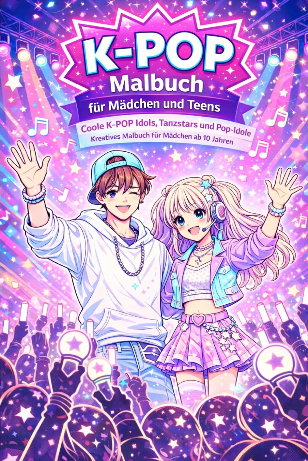 K-POP Malbuch für Mädchen und Teens: Coole K-Pop Idols, Tanzstars und Pop Idole, Kreatives Malbuch für Mädchen und Teens