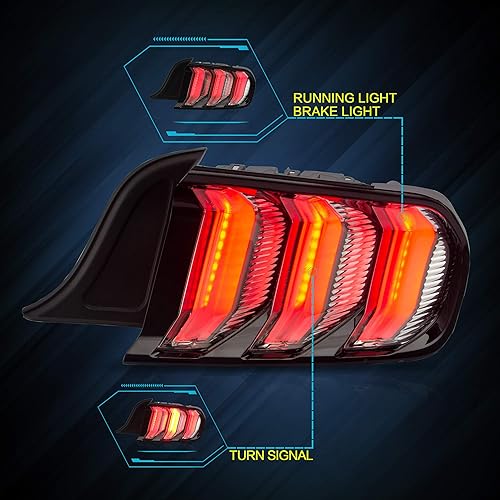 Miniatura 9 de VLAND Conjunto de faros delanteros de proyector compatible con Ford Mustang 2005-2009 (no para Shelby GT500GT500KR) con DRL de arranque dinámico,