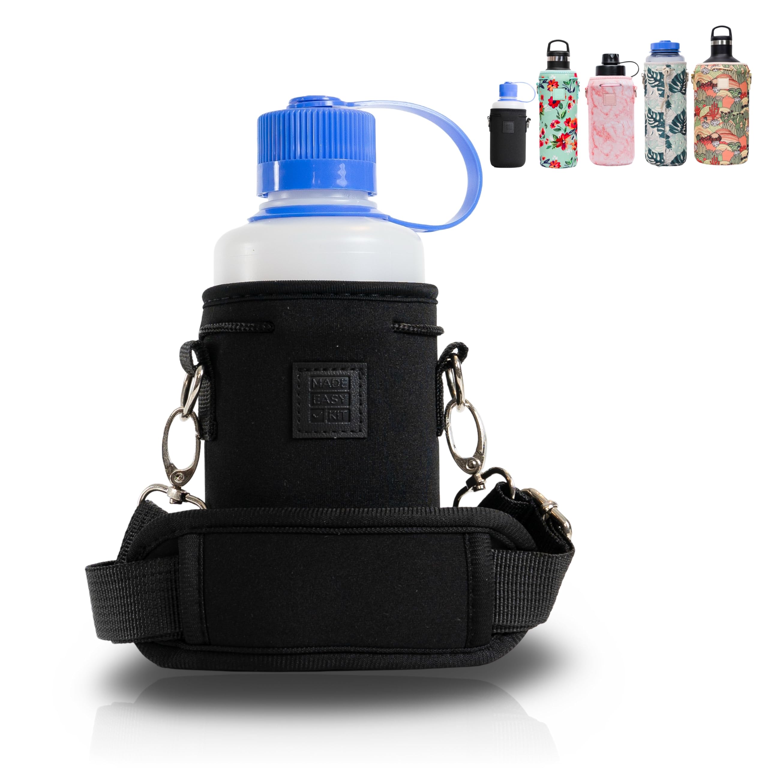 Made Easy Kit Water Bottle Carrier Insulated Neoprene - Adjustable Padded Shoulder Strap - Sling Pouch for Glass Bottle, Stainless Steel Tumbler - 5