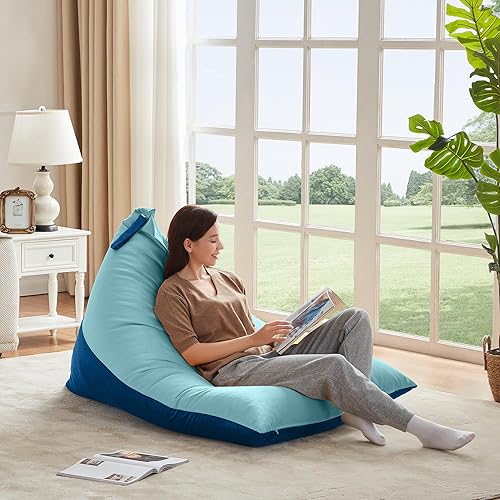 Miniatura 8 de Nobildonna Funda para puf de 4 pies (sin relleno) para adultos, funda de terciopelo extra grande de alta calidad de 400 litros, puf lavable sin