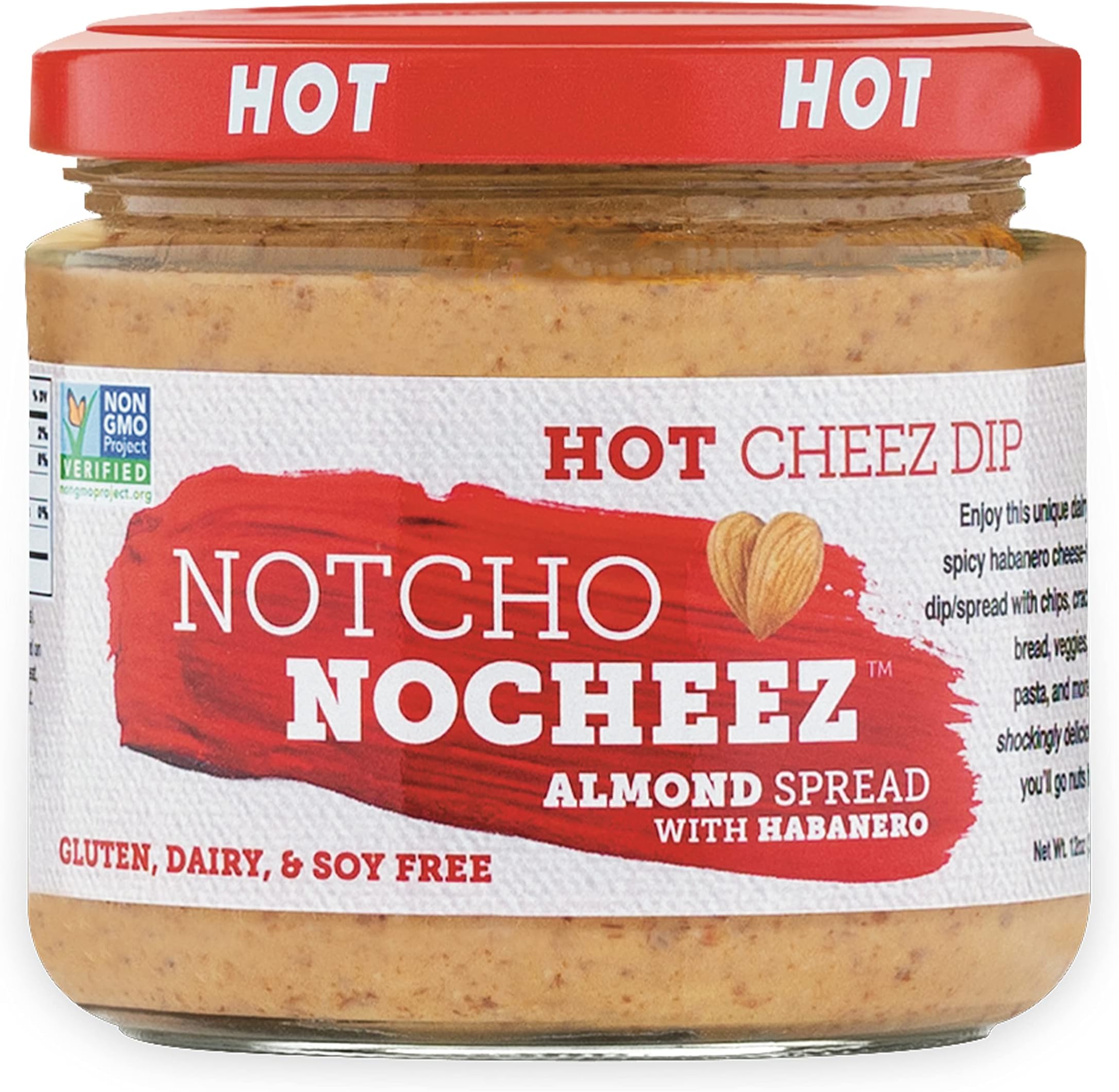 THE HAPPY VEGAN Hot Habanero Vegan Almond Cheese Dip, 12 OZ