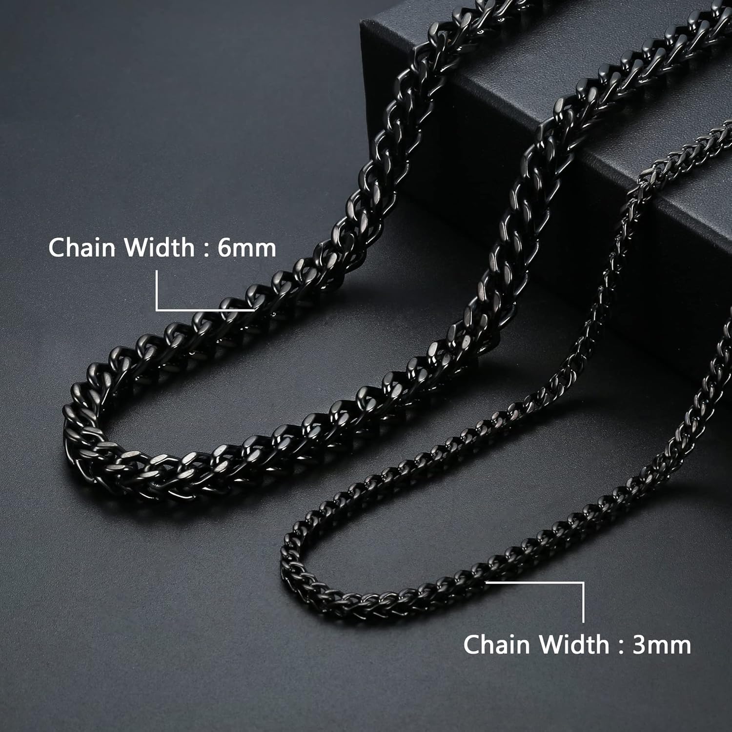 FIBO STEEL 3-6mm Curb Chain Necklace for Men Women Stainless Steel Biker Punk Style 18.0-30.0 inches Silver Black Gold Tone - Image 6