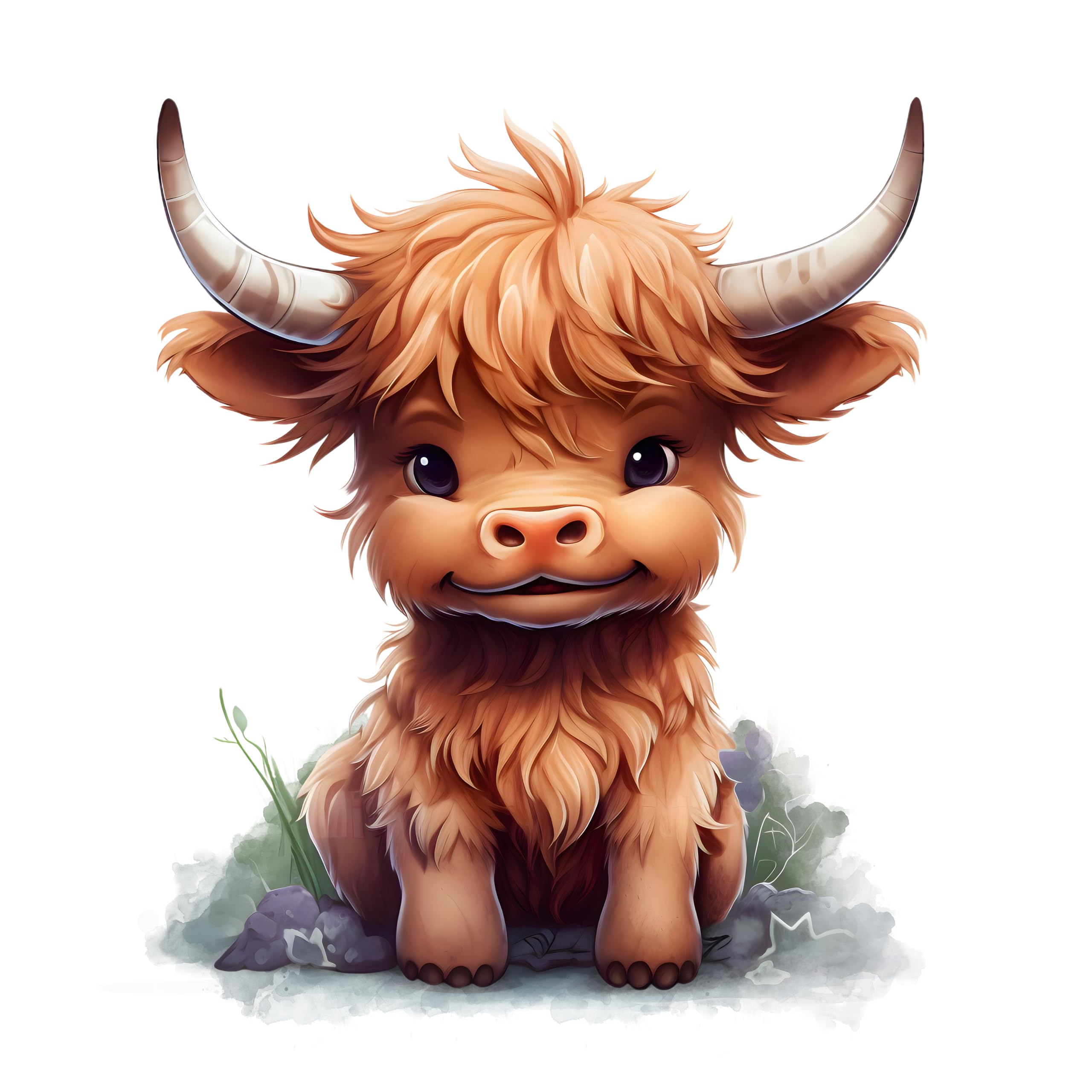 Fabric Panel 8"x8" Baby Highland Cow 100% Cotton Quilting Block H333