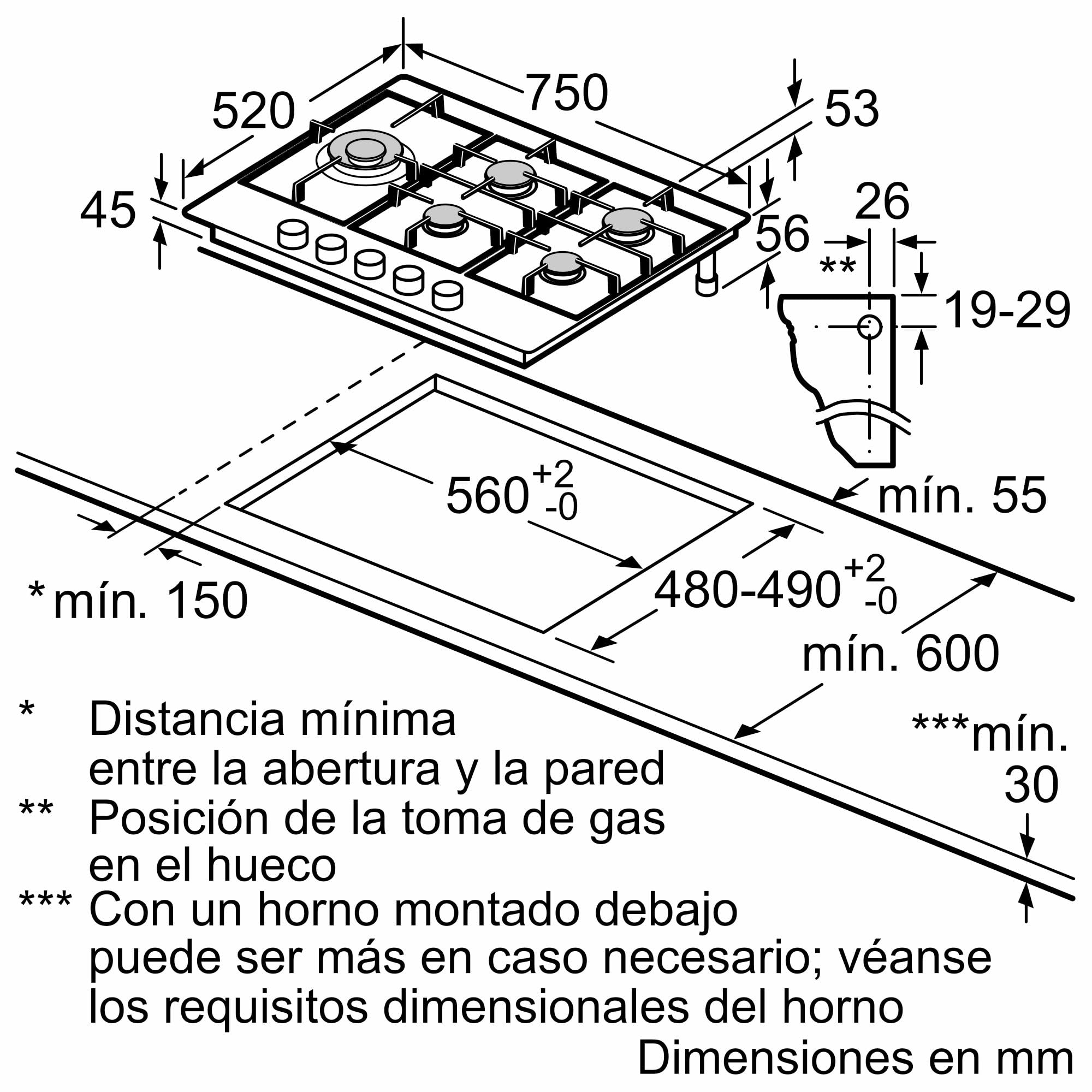 Bosch, Placa de Gas, Serie 4, 4 Zonas, Seguridad GasStop, blanco, PGH6B5K90 | Cocina tradicional con la tranquilidad del sistema GasStop que corta el gas si no hay llama.