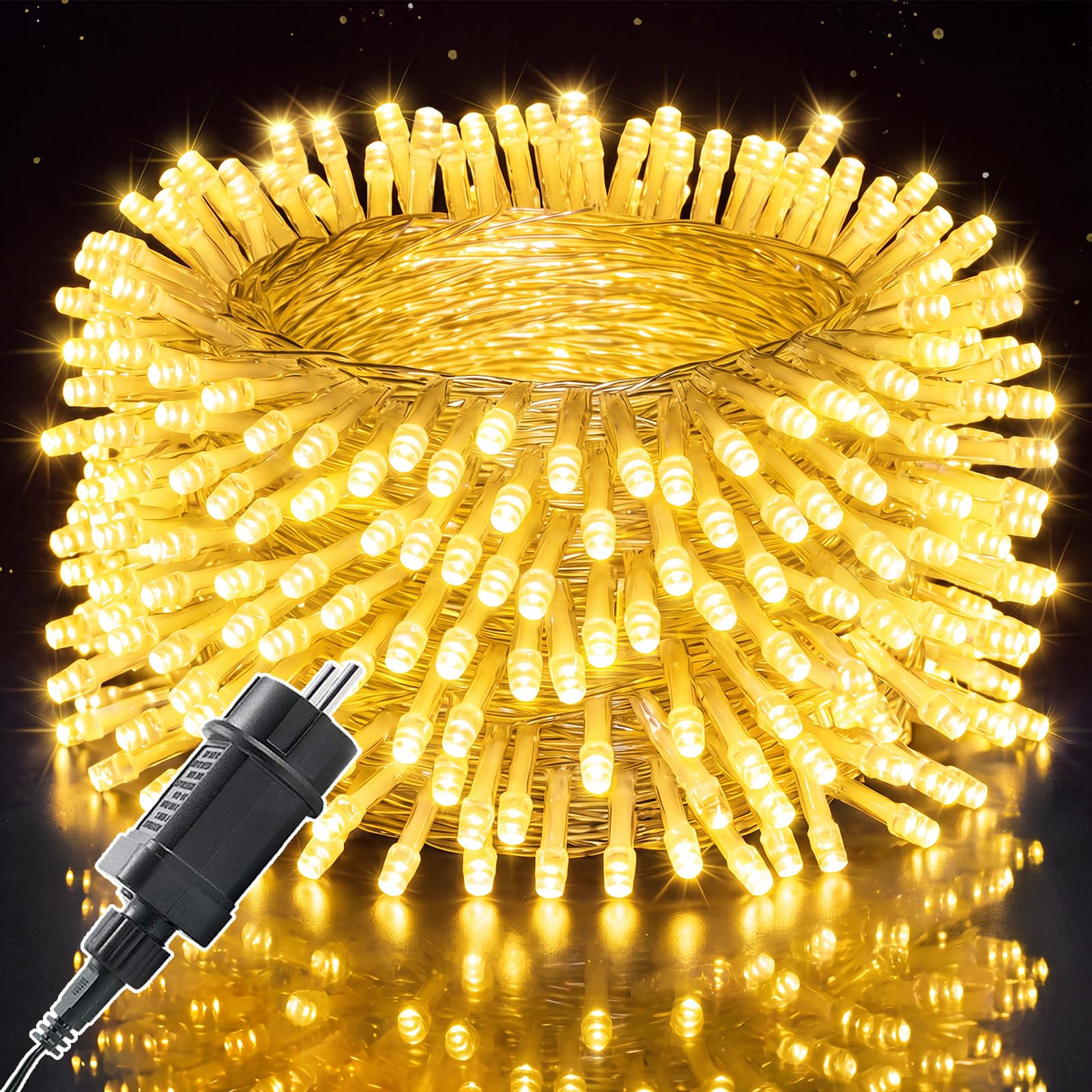 Łańcuch świetlny na zewnątrz, 80 m, 640 diod LED, łańcuch świetlny LED z wtyczką, 6/18 timerów, 8 trybów, wodoszczelność IP44, łańcuch świetlny na balkon, kemping, Halloween, do ogrodu, ciepła