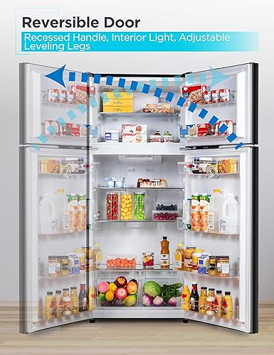 Miniatura 6 de BLACK+DECKER Refrigerador de montaje superior de 14.6 pies cúbicos con congelador, refrigerador de 2 puertas con congelador superior y control de