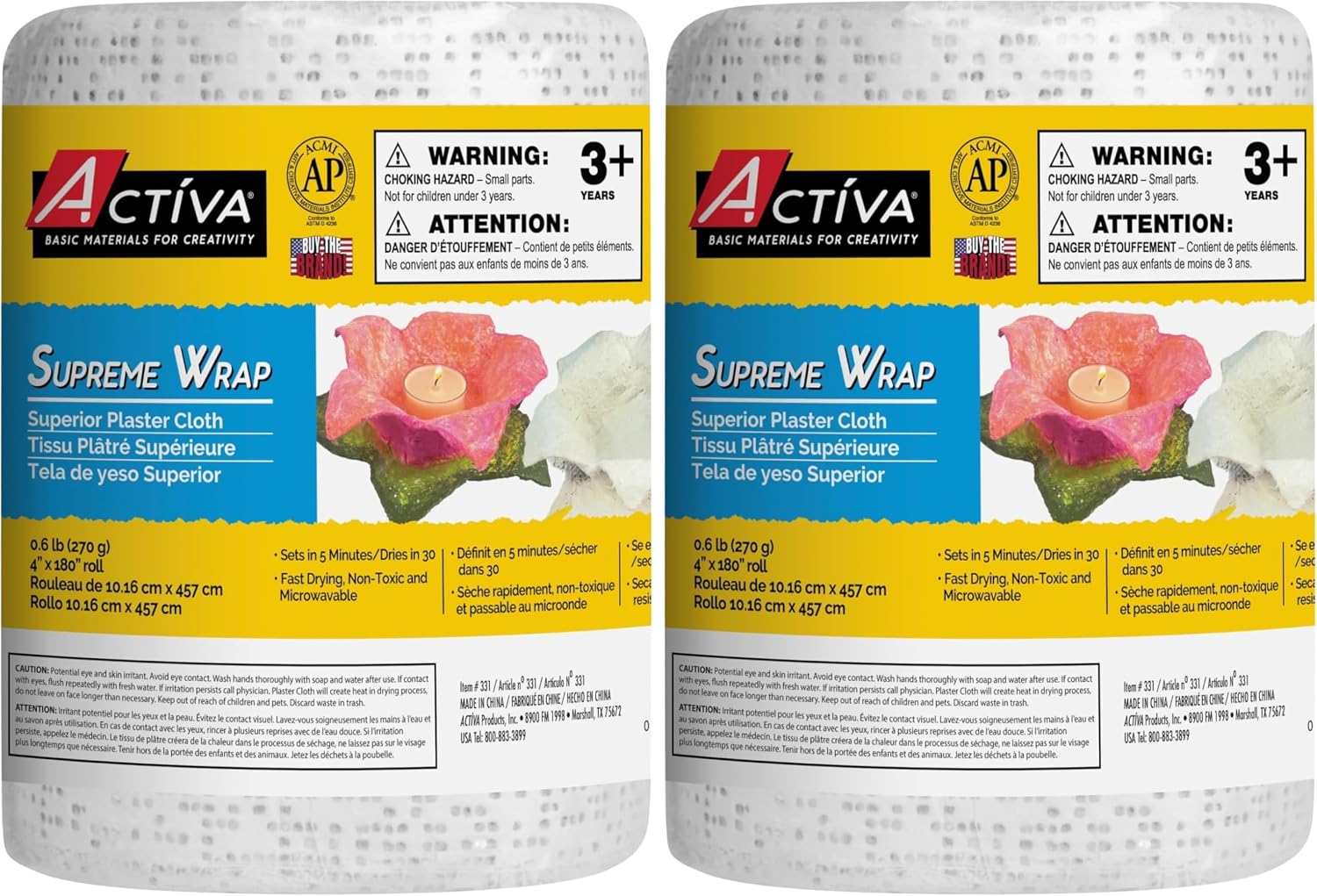 ACTIVA Supreme Wrap – The Premium Plaster Cloth for Art and Craft Modeling, Casting and Sculpture - 4" x 15' 1 Roll