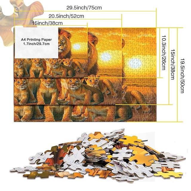 Foto 5 de 8 de Rompecabezas de Papel 1000 Piezas Familia de Leones Africanos para Adultos, Educativo, Decoración de Pared