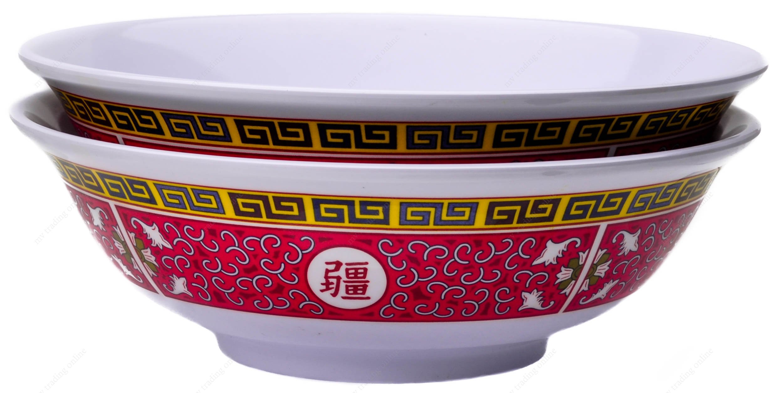Melamine Oriental Pho Noodle Soup Bowl, 52 Ounce, Longevity Design, Set of 2