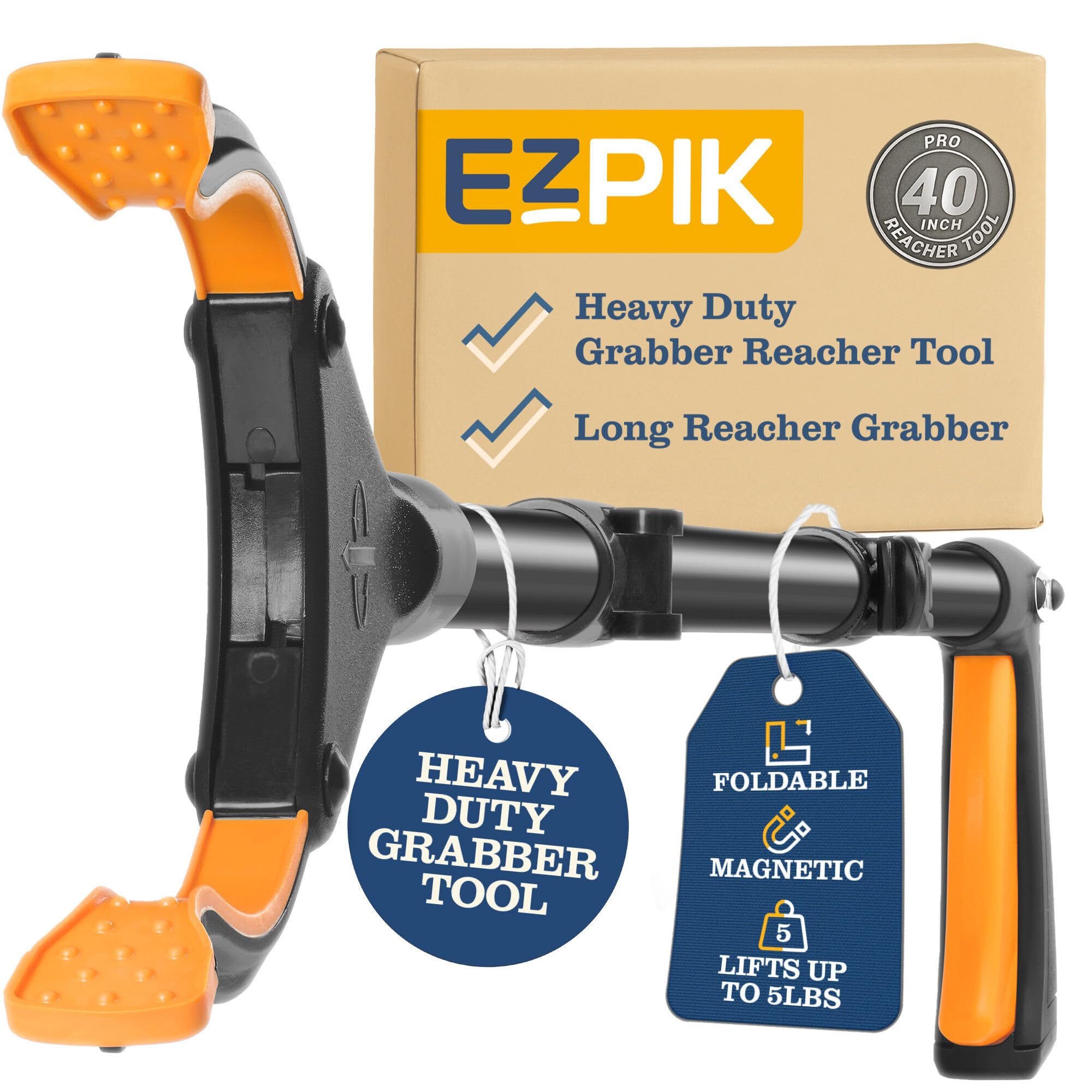 EZPIK Pro 40" Extended Grabber Reacher Tool for Elderly, Trash Hand Grabber Pickup Sticks for Seniors, Foldable Gripper Claw Pickup Tool, Hand Extension Magnetic Folding Tongs