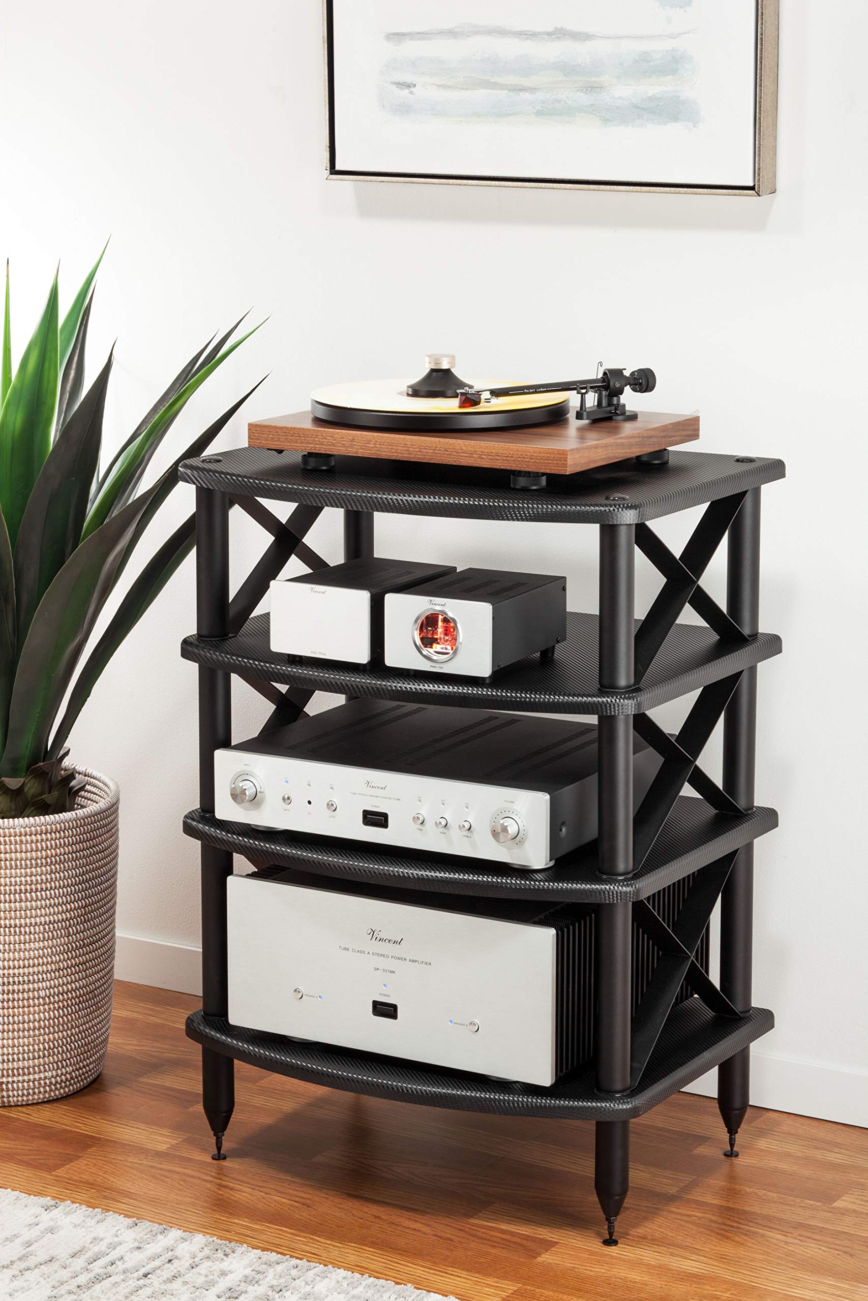Pangea Audio Vulcan X Four Shelf Audio Rack Media Stand, and Components ...