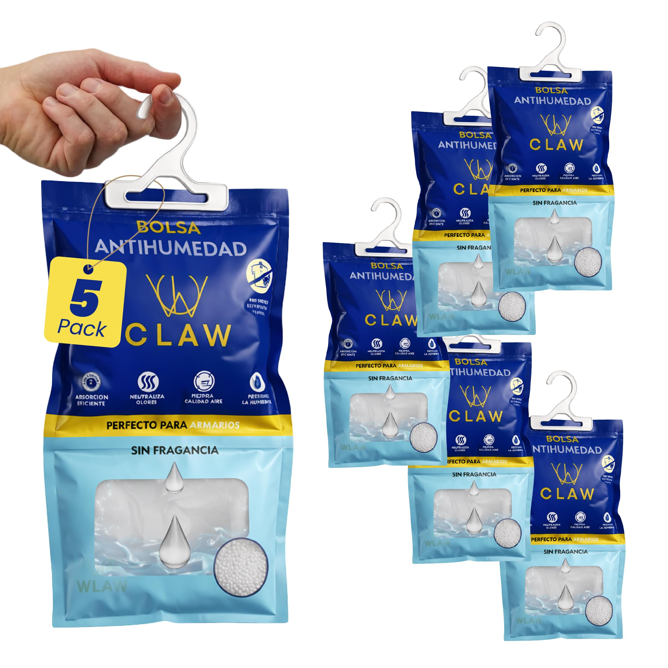 Pack de 24 Bolsas Antihumedad 2.4KG Armario Ropa – Deshumificador Percha Colgante Garaje – Elimina malos Olores - Absorbente Humedad Trastero (24) — view 9
