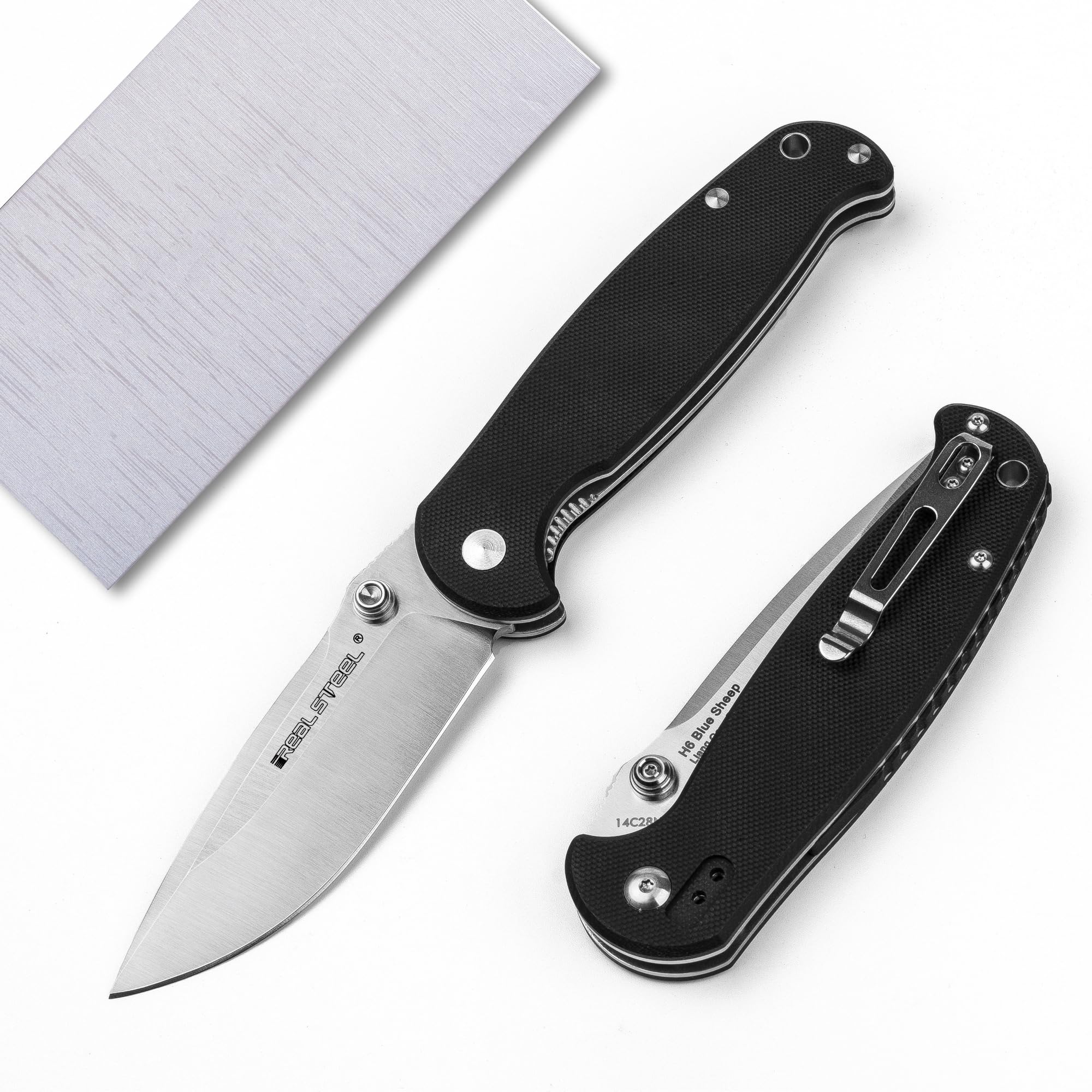REALSTEEL H6 Blue Sheep Folding Pocket Knife,Nail Nick, 3.74