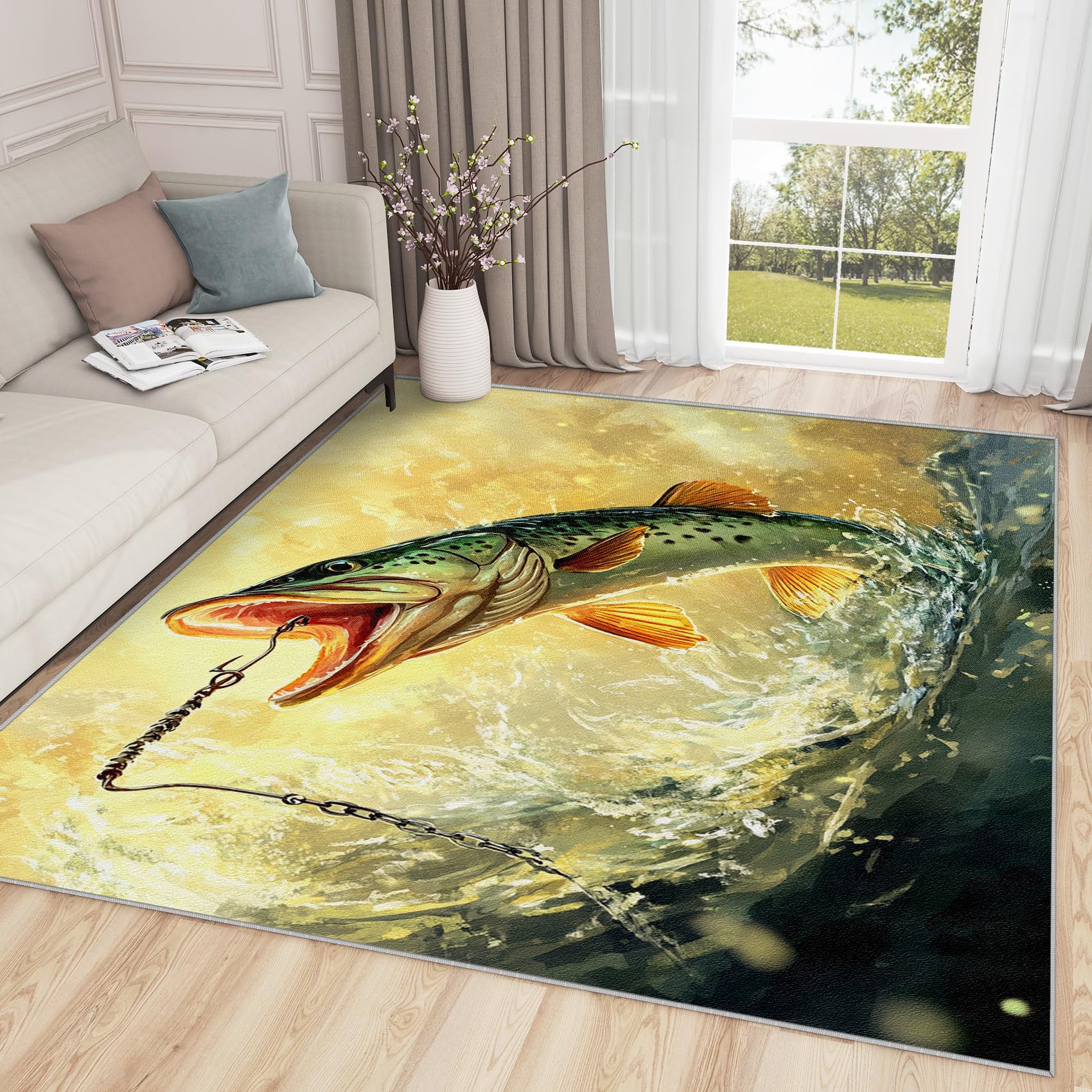 Amazon.com: Aquailis Fishing Rugs for Bedroom - 8x10 Rug, Bass