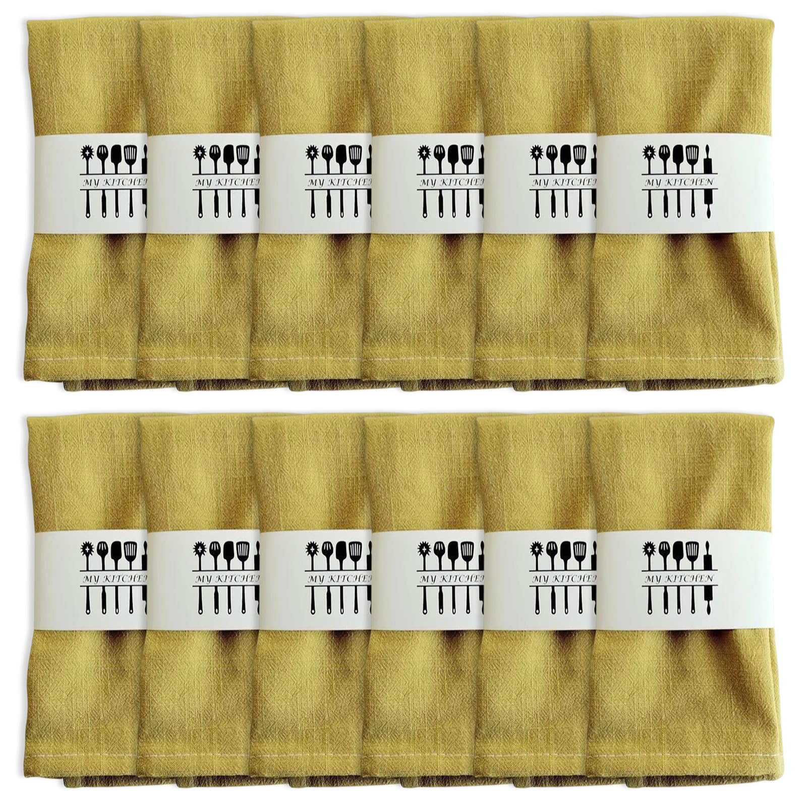 Serviettes en tissu jaune moutarde pour mariages et repas de Noël chaleureux