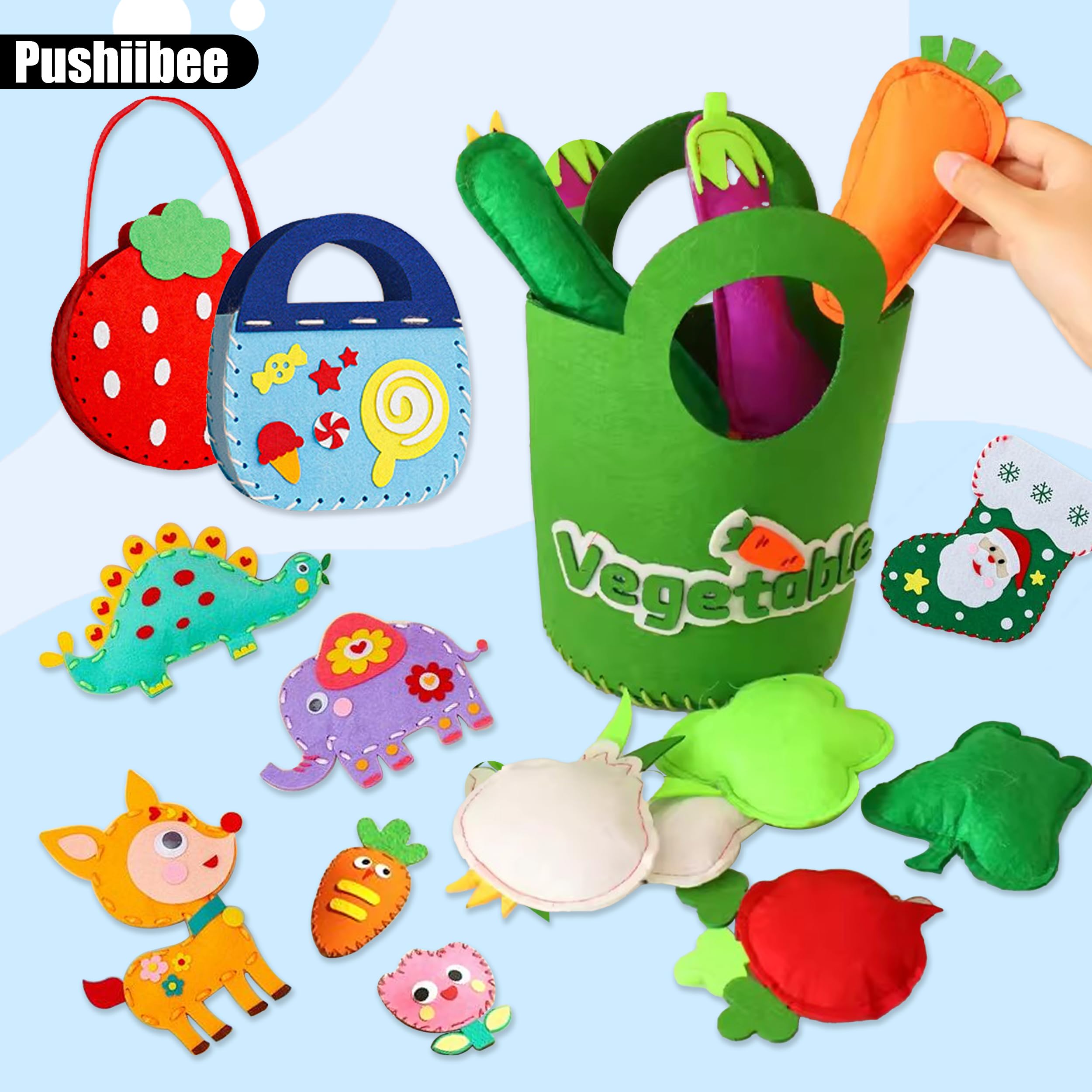 Pushiibee Fieltro para Manualidades de Colores, 80 Piezas Fieltro para Manualidades DIY, 2 Tamaños Tela de Fieltro 40 Colores Hojas de Fieltro de Poliéster para Coser y Manualidadess — view 5