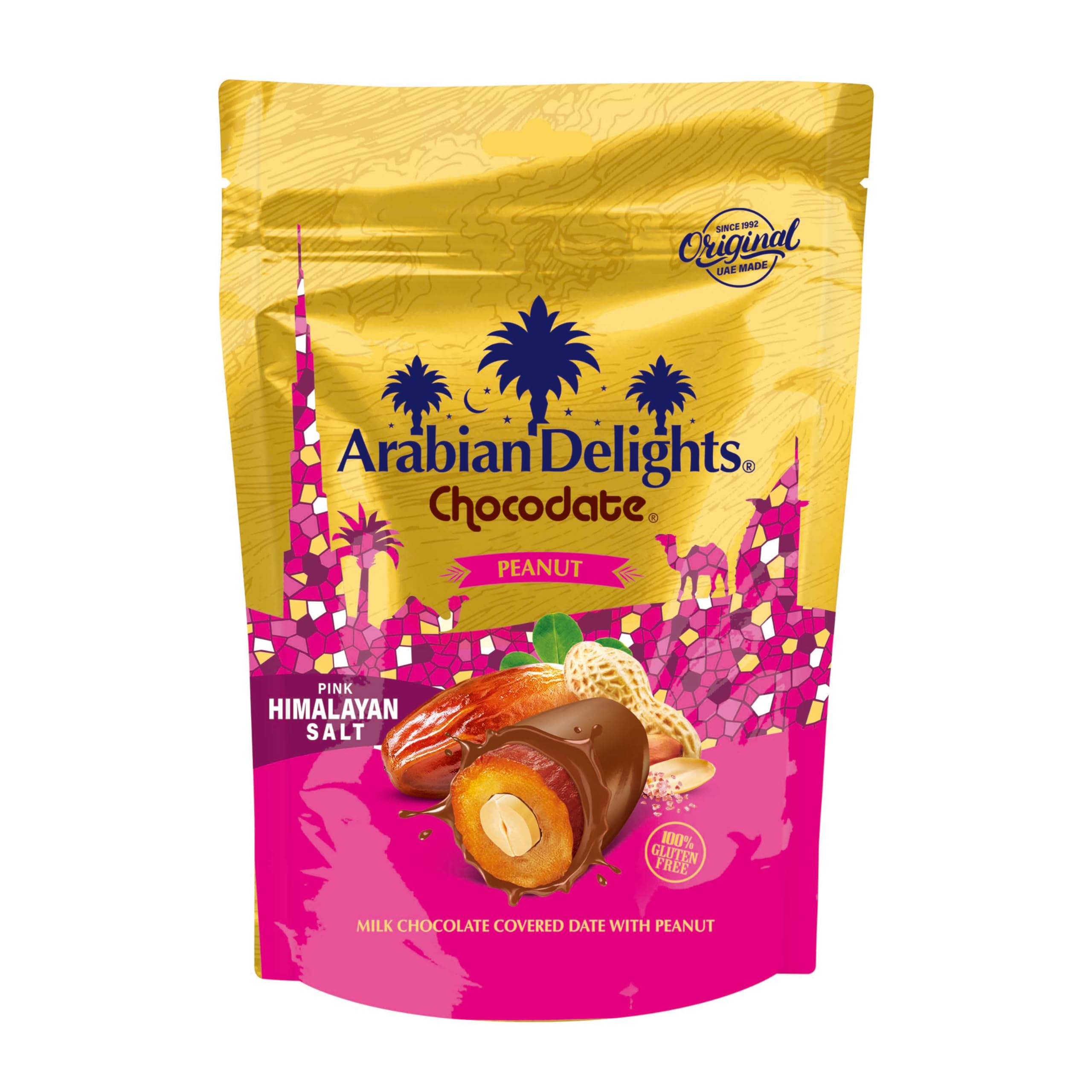 Arabian Delights Milk Chocodate, Classic Chocolate Coated Bite-Sized Snacks, Stuffed with Peanuts & Dates - 200g